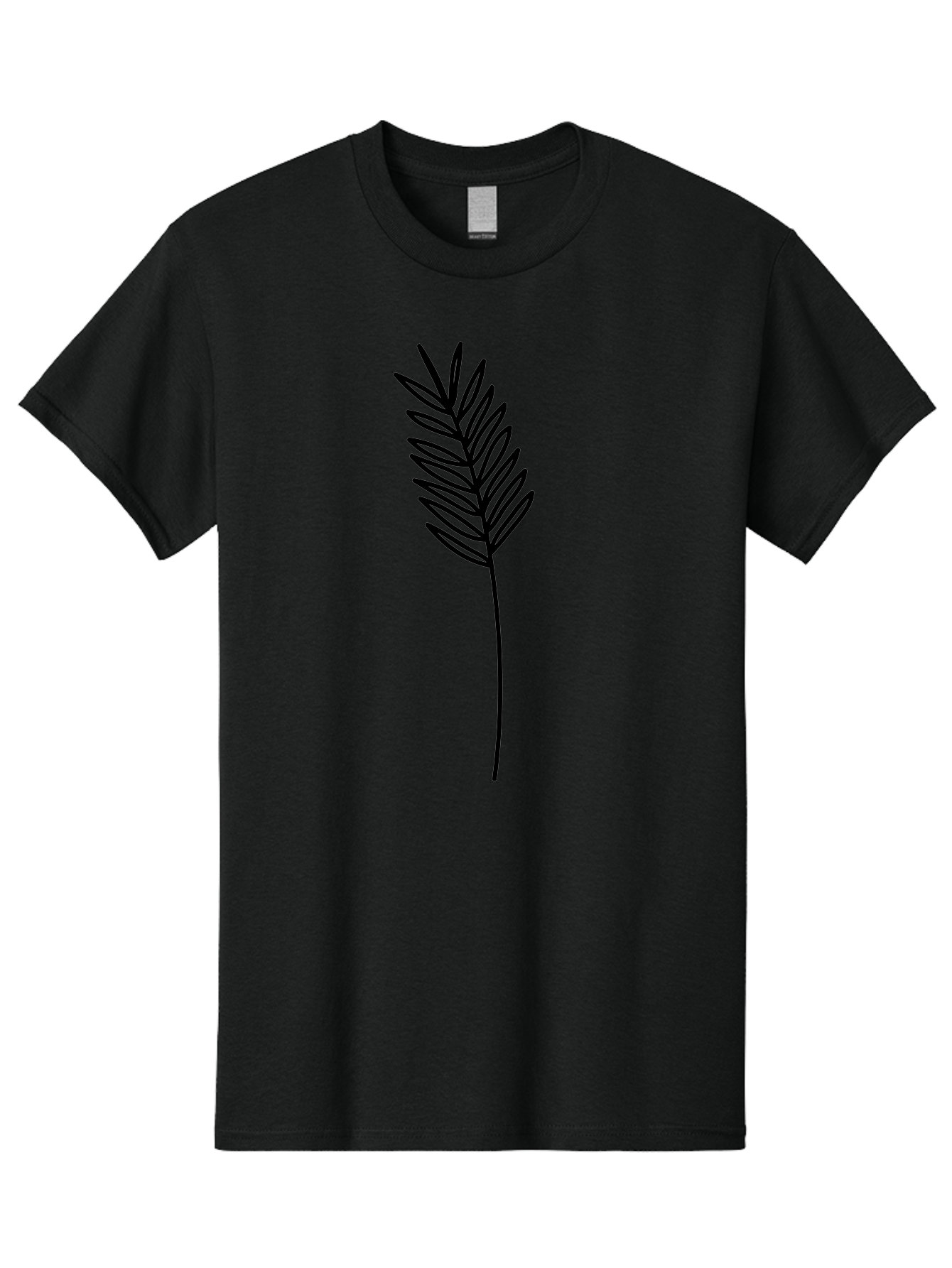 Leaf Men'S Graphic Tee, 100% Cotton, Comfortable Casual Summer Wear, Machine Washable, Palm Frond, Simple Illustration, Minimalist Design, Vector Graphic, Black Outline, Foliage, Tropical Leaf, Botanical Art, Leafy Branch, Modern Iconography Aac220
