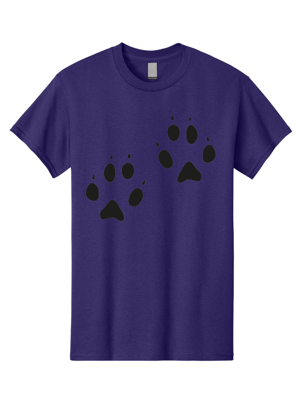 Paw-Prints Men'S Graphic Tee, 100% Cotton, Comfortable Casual Summer Wear, Machine Washable, Cat Paw Prints, Animal Tracks, Paw Print Design, Black Silhouettes, Simple Graphics, Vector Graphics, Pet Theme, Feline Footprints Aac225