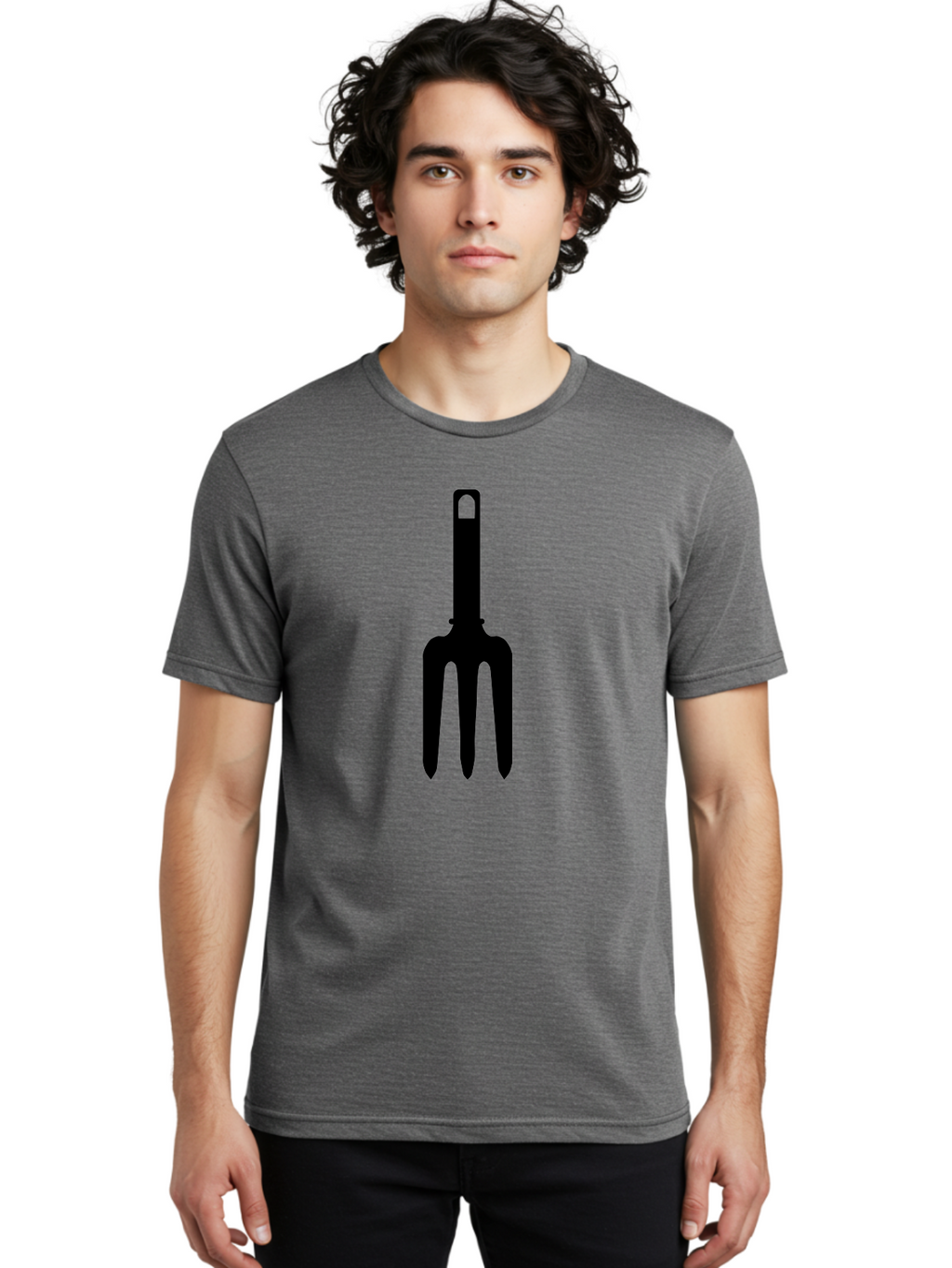 Pitchfork Men'S Graphic Tee, 100% Cotton, Comfortable Casual Summer Wear, Machine Washable, Pitchfork Silhouette, Black Pitchfork, Gardening Tool, Farm Equipment, Three-Pronged Fork, Rustic Icon, Agricultural Symbol, Simple Design, Aac227