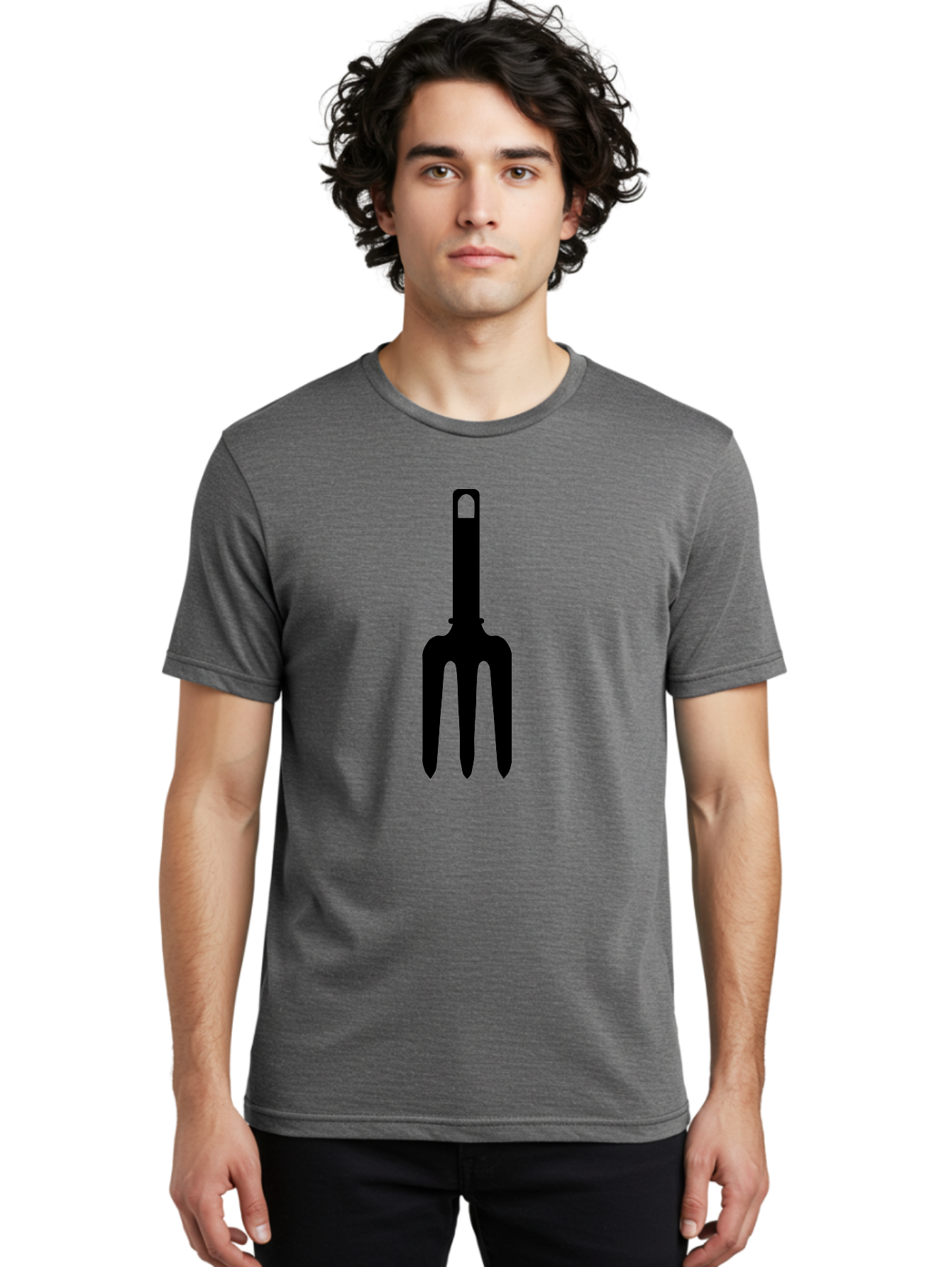Pitchfork Men'S Graphic Tee, 100% Cotton, Comfortable Casual Summer Wear, Machine Washable, Pitchfork Silhouette, Black Pitchfork, Gardening Tool, Farm Equipment, Three-Pronged Fork, Rustic Icon, Agricultural Symbol, Simple Design, Aac227