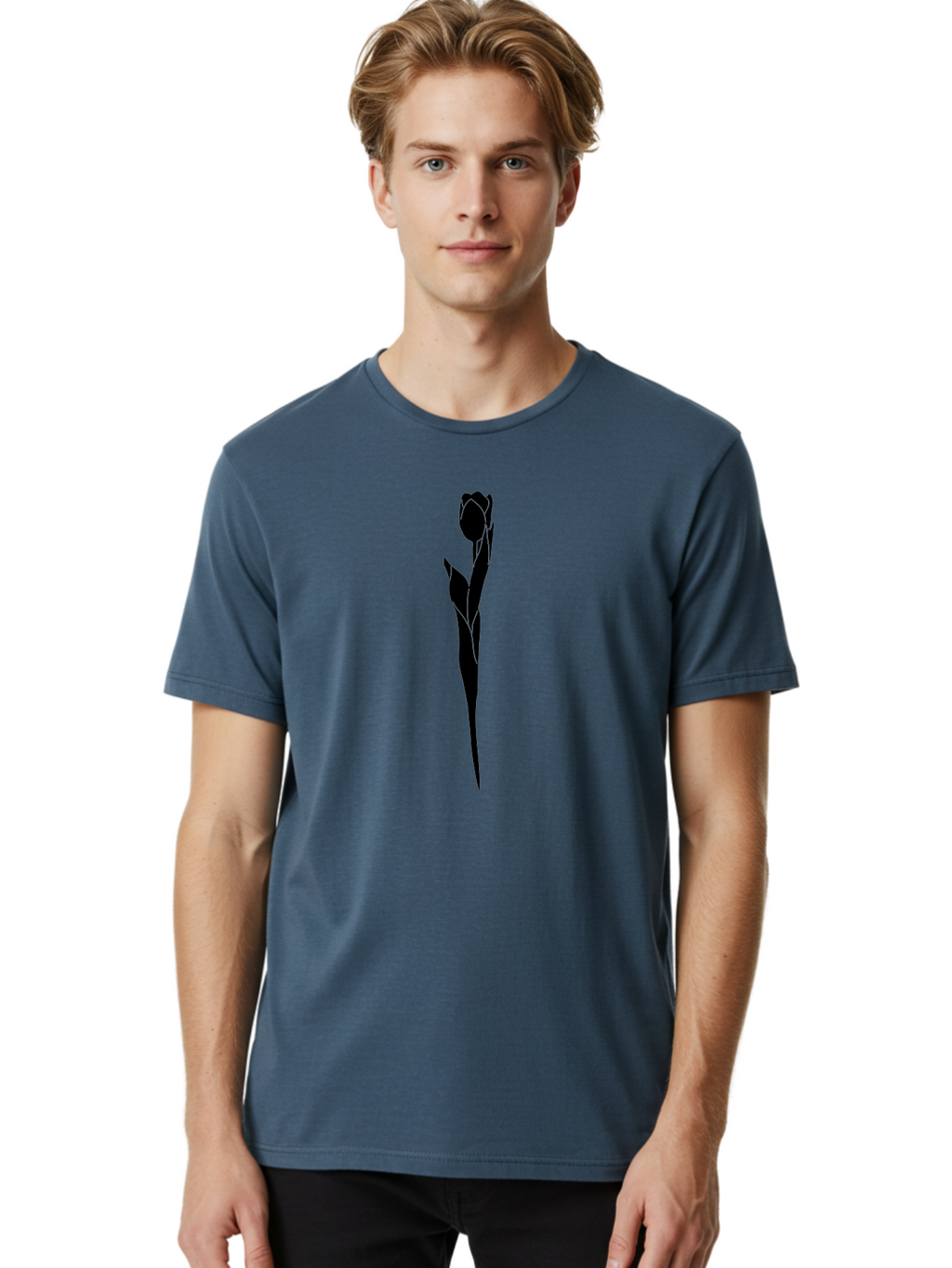 Rose-Silhouette-1 Men'S Graphic Tee, 100% Cotton, Comfortable Casual Summer Wear, Machine Washable, Rose Silhouette, Minimalist Design, Simple Graphics, Floral Illustration, Elegant Style, Modern Artwork, Vector Graphics Aac233