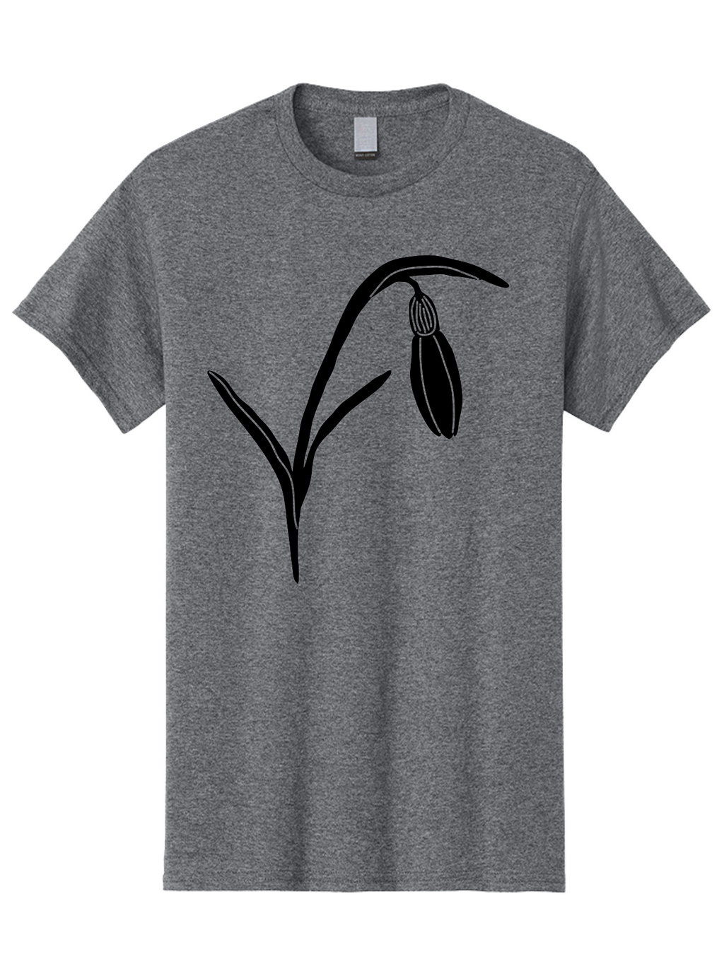 Snowdrop Men'S Graphic Tee, 100% Cotton, Comfortable Casual Summer Wear, Machine Washable, Snowdrop Flower, Minimalist Design, Simple Graphics, Black Silhouette, Floral Illustration, Spring Flowers, Botanical Art, Elegant Lines Aac238