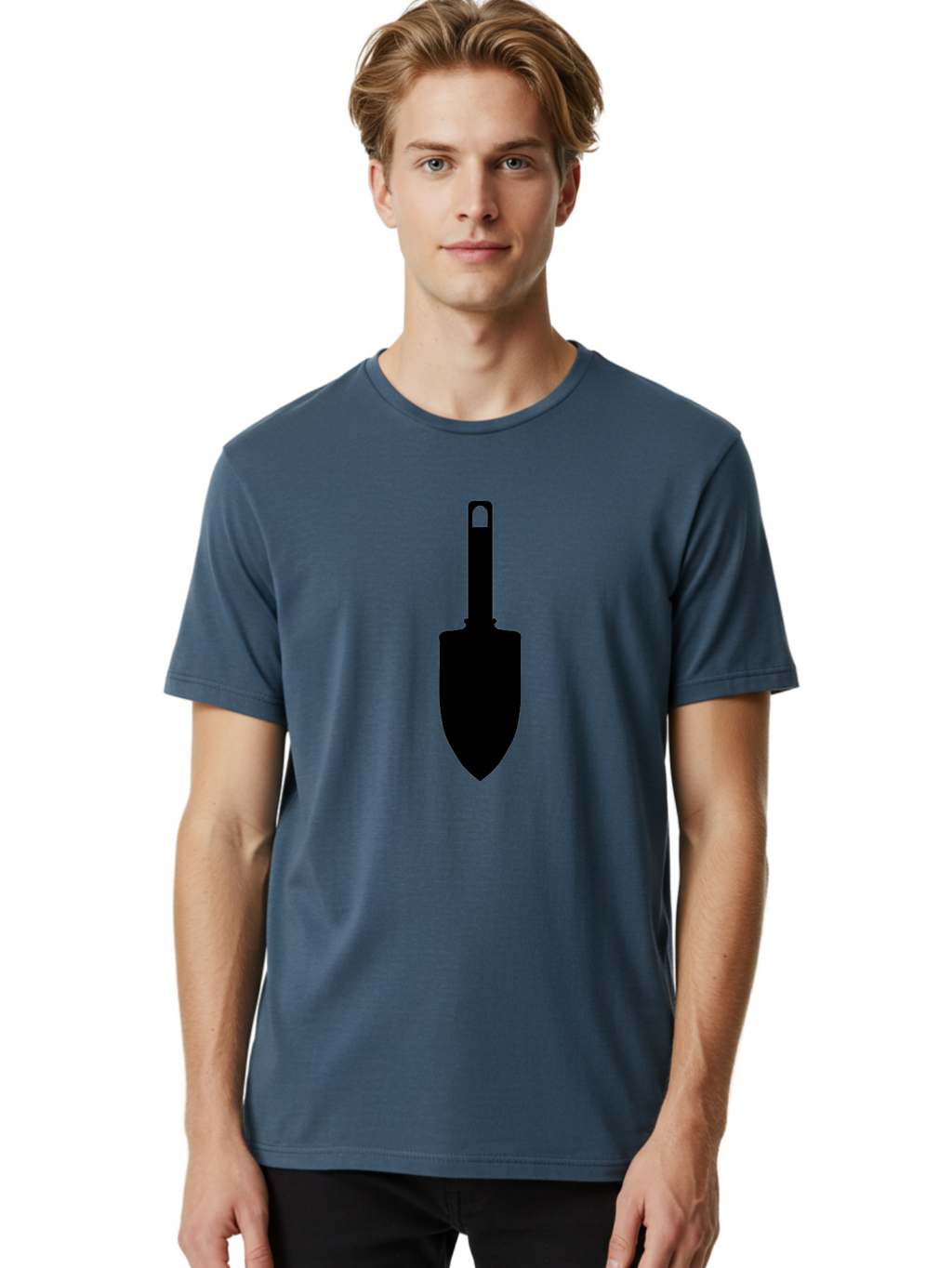 Trowel Men'S Graphic Tee, 100% Cotton, Comfortable Casual Summer Wear, Machine Washable, Gardening Tool, Trowel Silhouette, Digging Equipment, Garden Shovel, Landscaping Icon, Black Silhouette Aac243
