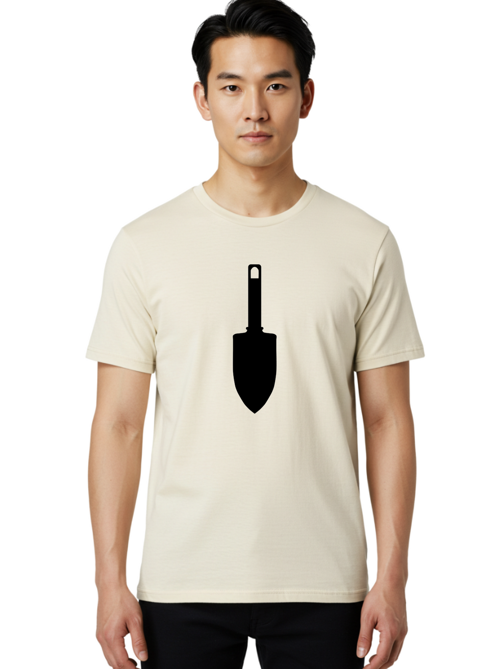 Trowel Men'S Graphic Tee, 100% Cotton, Comfortable Casual Summer Wear, Machine Washable, Gardening Tool, Trowel Silhouette, Digging Equipment, Garden Shovel, Landscaping Icon, Black Silhouette Aac243