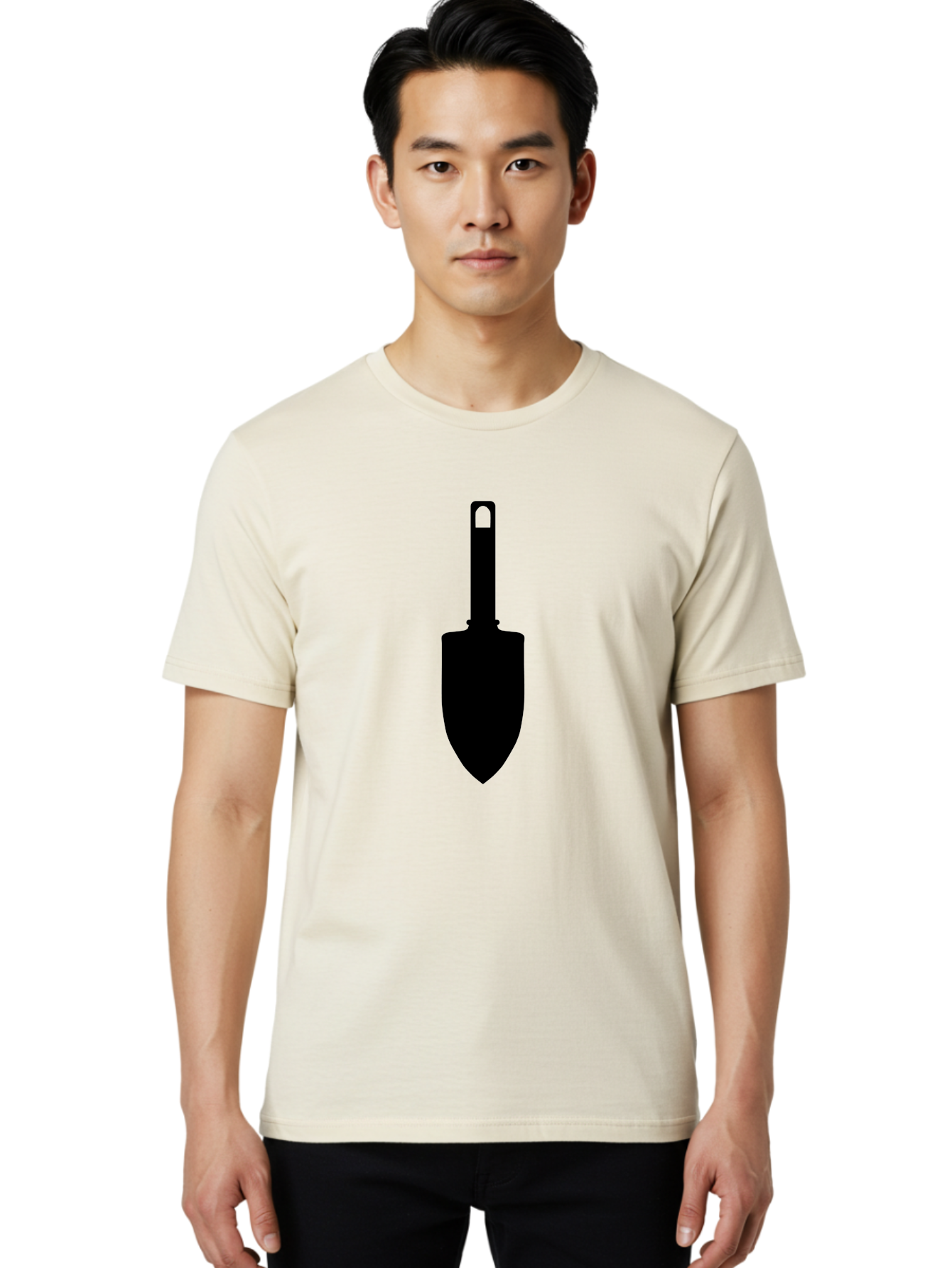 Trowel Men'S Graphic Tee, 100% Cotton, Comfortable Casual Summer Wear, Machine Washable, Gardening Tool, Trowel Silhouette, Digging Equipment, Garden Shovel, Landscaping Icon, Black Silhouette Aac243