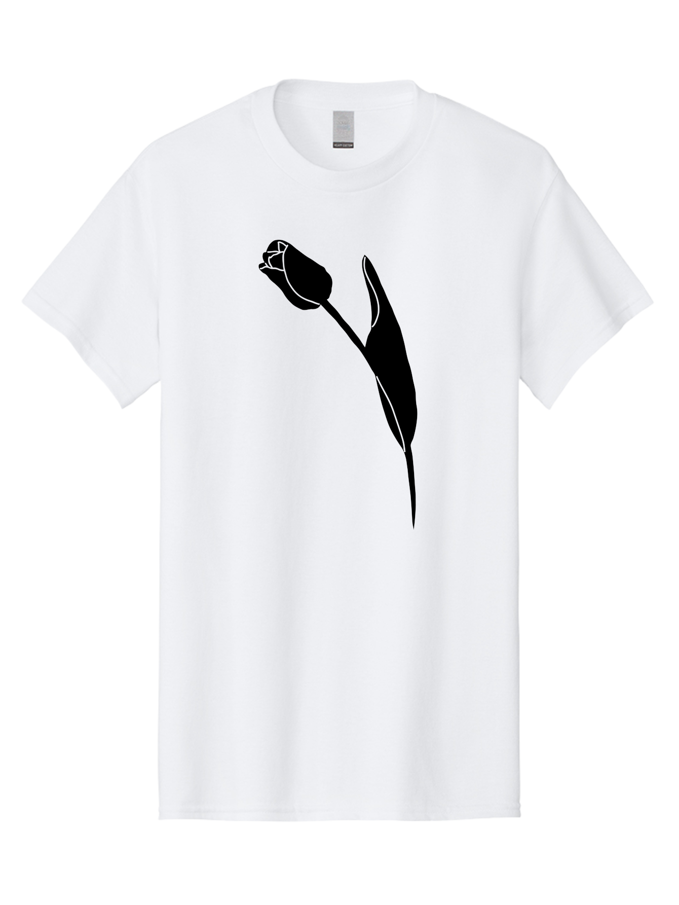 Tulip-Silhouette-1 Men'S Graphic Tee, 100% Cotton, Comfortable Casual Summer Wear, Machine Washable, Tulip Silhouette, Flower Graphic, Minimalist Design, Simple Shapes, Elegant Illustration, Floral Motif, Budding Flower Aac244