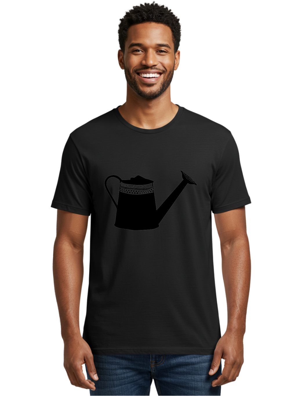 Watering-Can Men'S Graphic Tee, 100% Cotton, Comfortable Casual Summer Wear, Machine Washable, Watering Can, Gardening Tools, Nursery Equipment, Decorative Patterns, Geometric Designs, Garden Care, Plant Watering Aac248