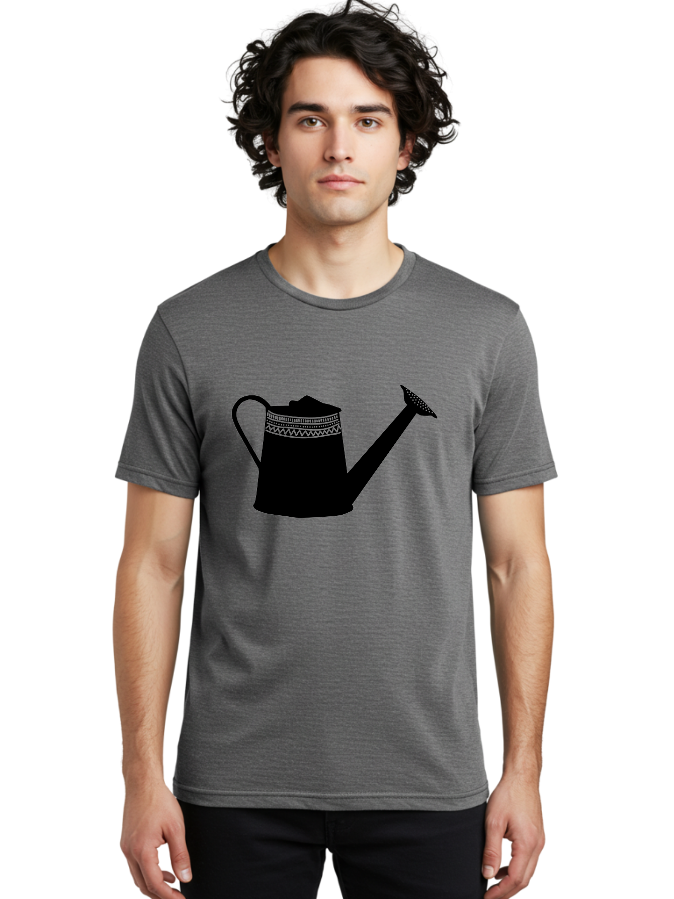 Watering-Can Men'S Graphic Tee, 100% Cotton, Comfortable Casual Summer Wear, Machine Washable, Watering Can, Gardening Tools, Nursery Equipment, Decorative Patterns, Geometric Designs, Garden Care, Plant Watering Aac248