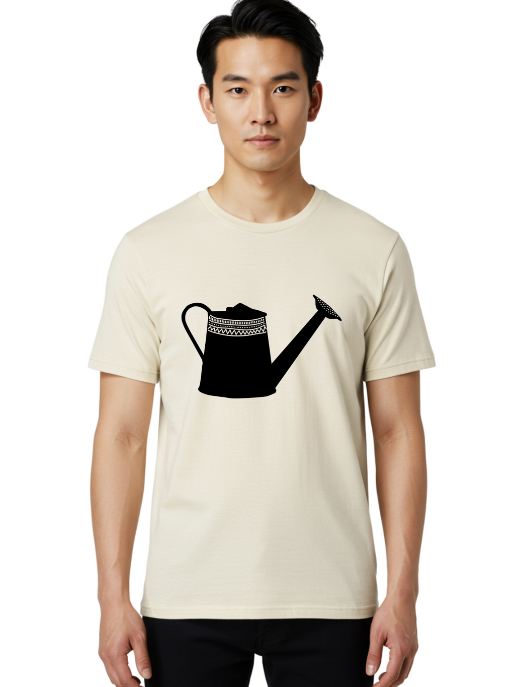 Watering-Can Men'S Graphic Tee, 100% Cotton, Comfortable Casual Summer Wear, Machine Washable, Watering Can, Gardening Tools, Nursery Equipment, Decorative Patterns, Geometric Designs, Garden Care, Plant Watering Aac248
