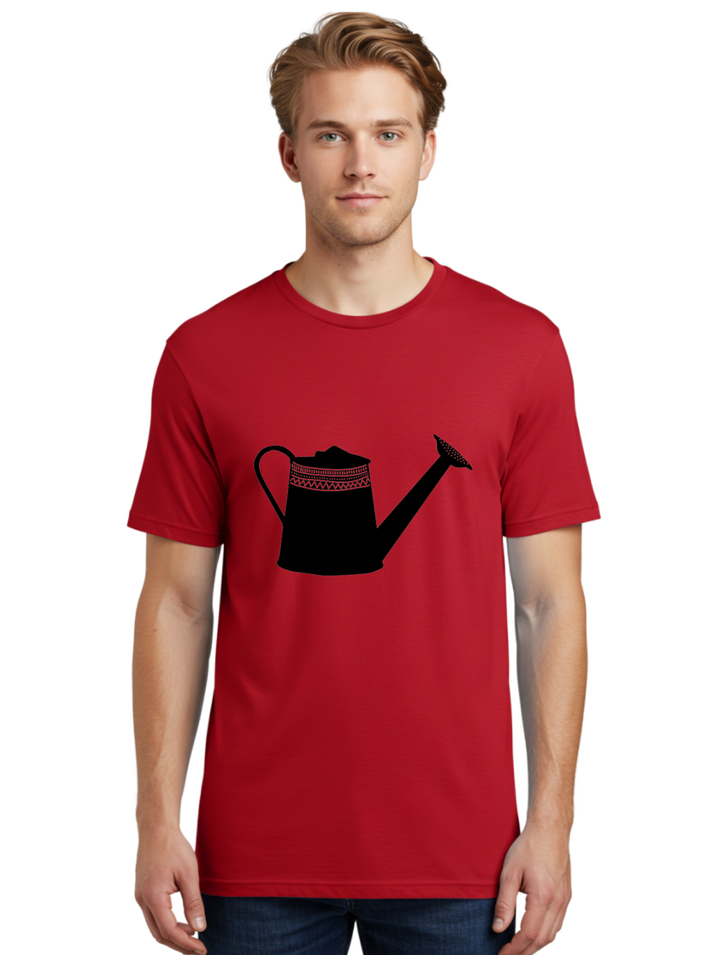 Watering-Can Men'S Graphic Tee, 100% Cotton, Comfortable Casual Summer Wear, Machine Washable, Watering Can, Gardening Tools, Nursery Equipment, Decorative Patterns, Geometric Designs, Garden Care, Plant Watering Aac248