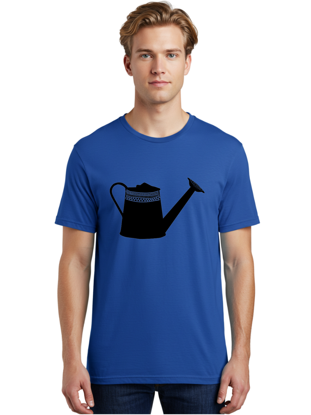 Watering-Can Men'S Graphic Tee, 100% Cotton, Comfortable Casual Summer Wear, Machine Washable, Watering Can, Gardening Tools, Nursery Equipment, Decorative Patterns, Geometric Designs, Garden Care, Plant Watering Aac248