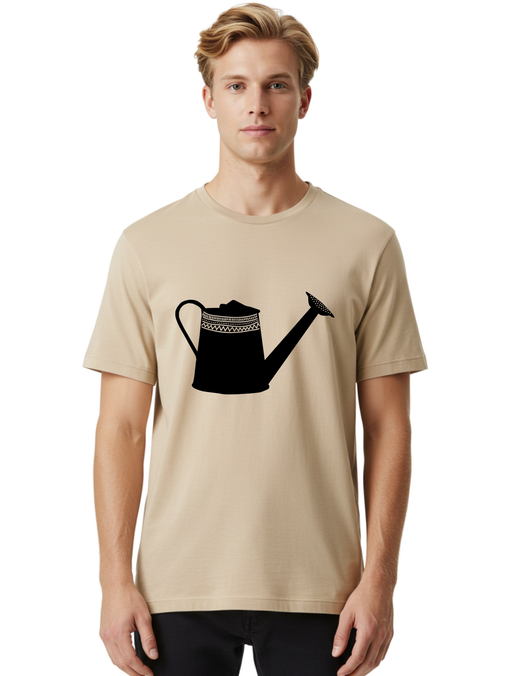 Watering-Can Men'S Graphic Tee, 100% Cotton, Comfortable Casual Summer Wear, Machine Washable, Watering Can, Gardening Tools, Nursery Equipment, Decorative Patterns, Geometric Designs, Garden Care, Plant Watering Aac248