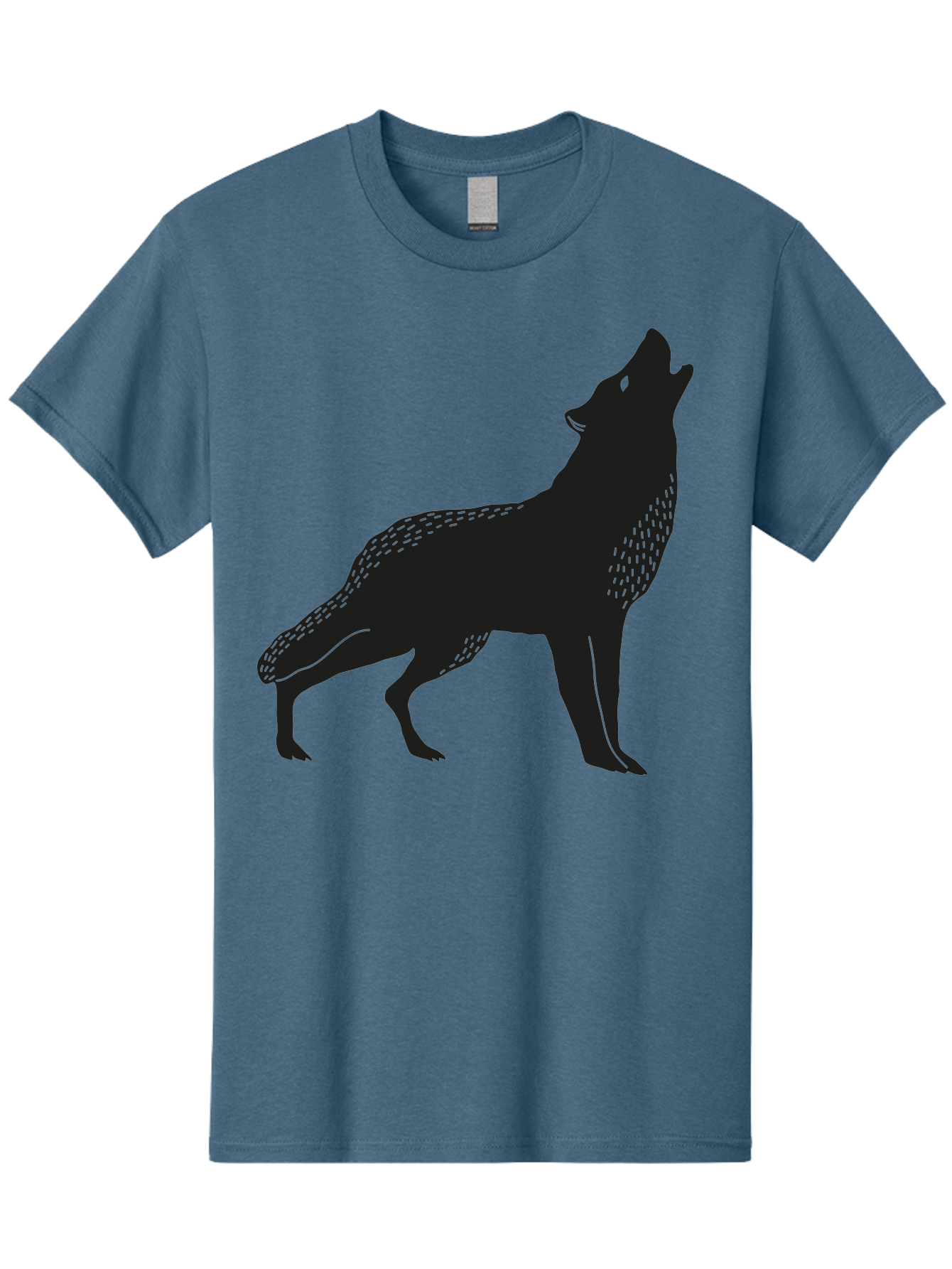 Wolf-Silhouette Men'S Graphic Tee, 100% Cotton, Comfortable Casual Summer Wear, Machine Washable, Wolf Silhouette, Howling At The Moon, Wildlife Art, Animal Graphics, Wild Animal, Abstract Design Aac249