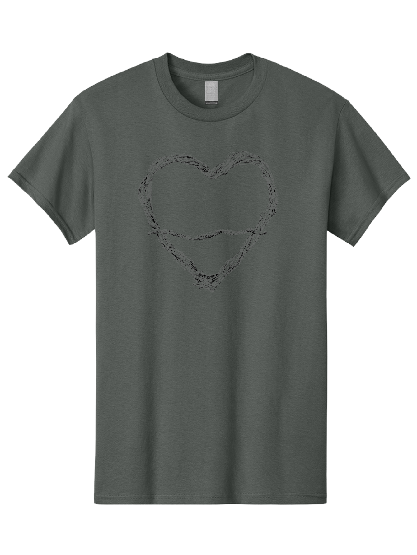 Barbed-Wire-Heart Men'S Graphic Tee, 100% Cotton, Comfortable Casual Summer Wear, Machine Washable, Barbed Wire, Heart Shape, Twisted Metal, Symbolic Representation, Emotional Expression, Protest Art, Social Commentary, Edgy Design, Aac251