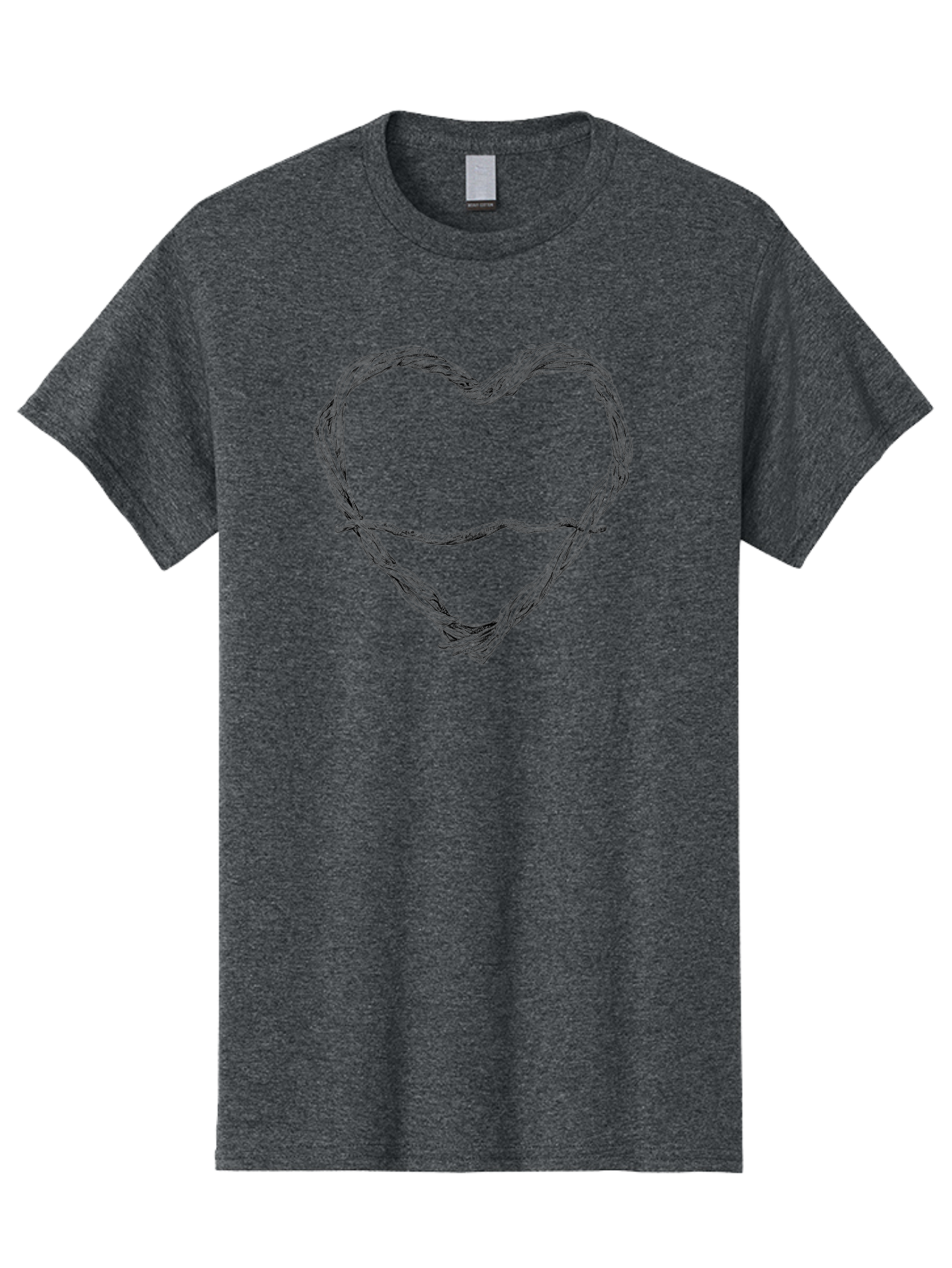 Barbed-Wire-Heart Men'S Graphic Tee, 100% Cotton, Comfortable Casual Summer Wear, Machine Washable, Barbed Wire, Heart Shape, Twisted Metal, Symbolic Representation, Emotional Expression, Protest Art, Social Commentary, Edgy Design, Aac251