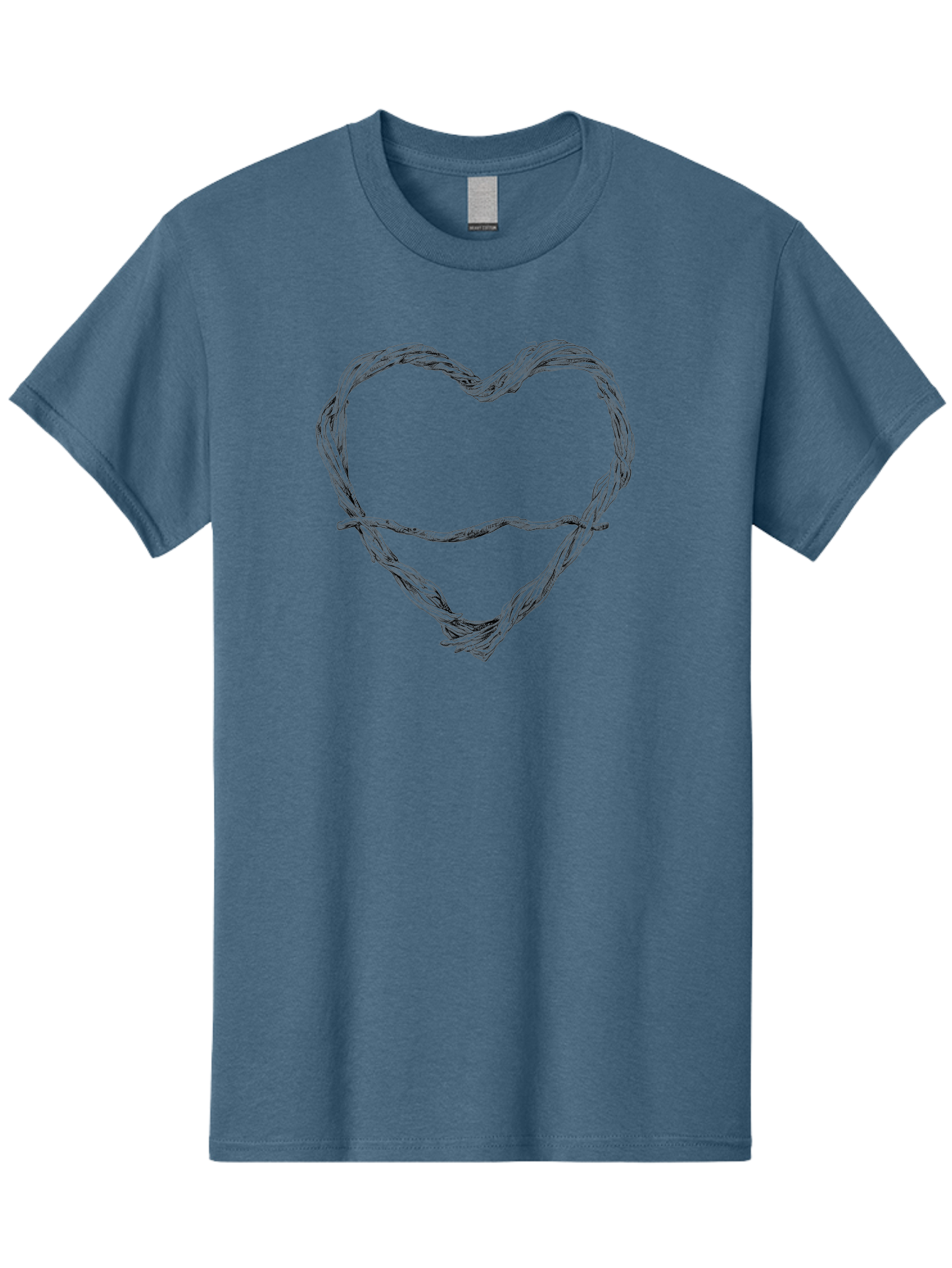 Barbed-Wire-Heart Men'S Graphic Tee, 100% Cotton, Comfortable Casual Summer Wear, Machine Washable, Barbed Wire, Heart Shape, Twisted Metal, Symbolic Representation, Emotional Expression, Protest Art, Social Commentary, Edgy Design, Aac251