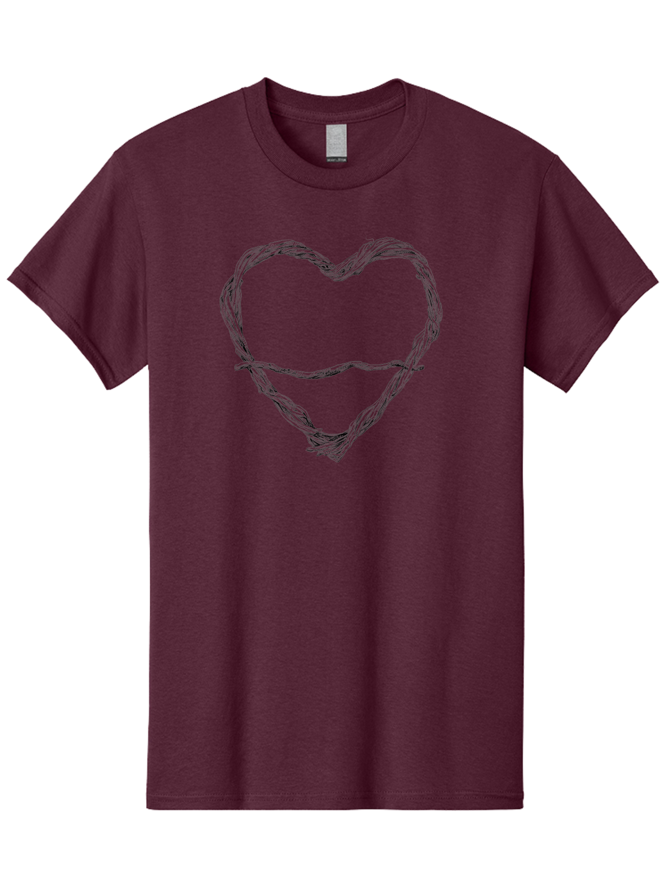 Barbed-Wire-Heart Men'S Graphic Tee, 100% Cotton, Comfortable Casual Summer Wear, Machine Washable, Barbed Wire, Heart Shape, Twisted Metal, Symbolic Representation, Emotional Expression, Protest Art, Social Commentary, Edgy Design, Aac251