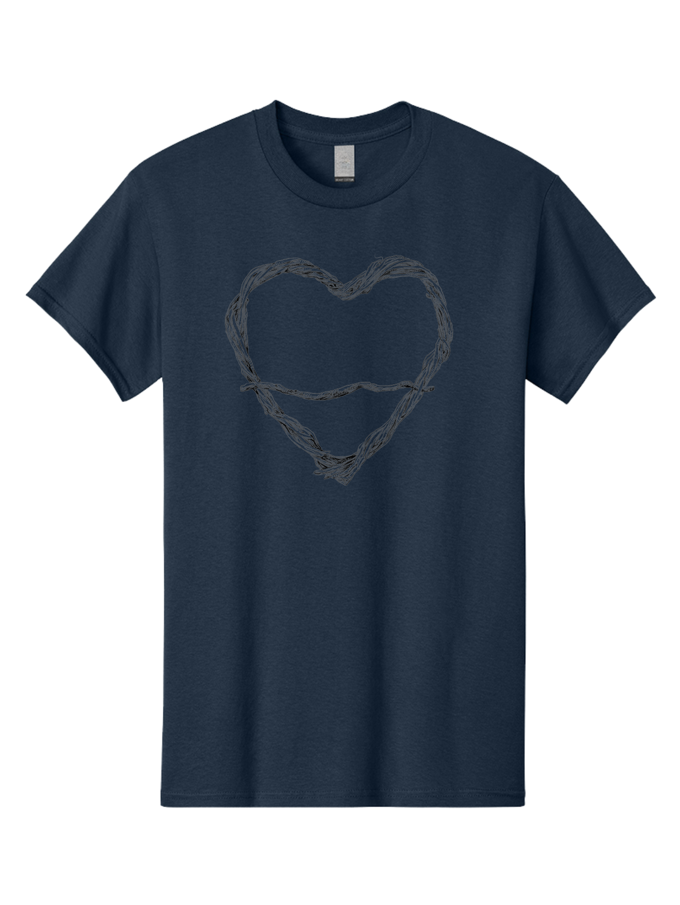 Barbed-Wire-Heart Men'S Graphic Tee, 100% Cotton, Comfortable Casual Summer Wear, Machine Washable, Barbed Wire, Heart Shape, Twisted Metal, Symbolic Representation, Emotional Expression, Protest Art, Social Commentary, Edgy Design, Aac251