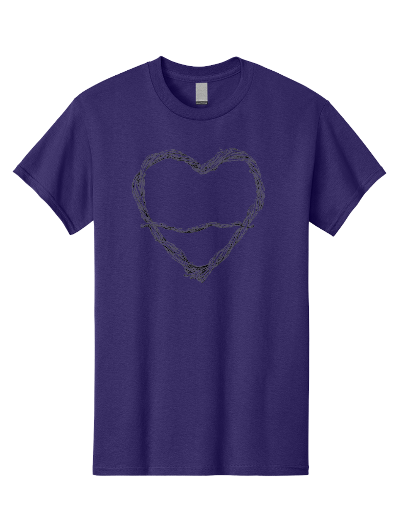 Barbed-Wire-Heart Men'S Graphic Tee, 100% Cotton, Comfortable Casual Summer Wear, Machine Washable, Barbed Wire, Heart Shape, Twisted Metal, Symbolic Representation, Emotional Expression, Protest Art, Social Commentary, Edgy Design, Aac251