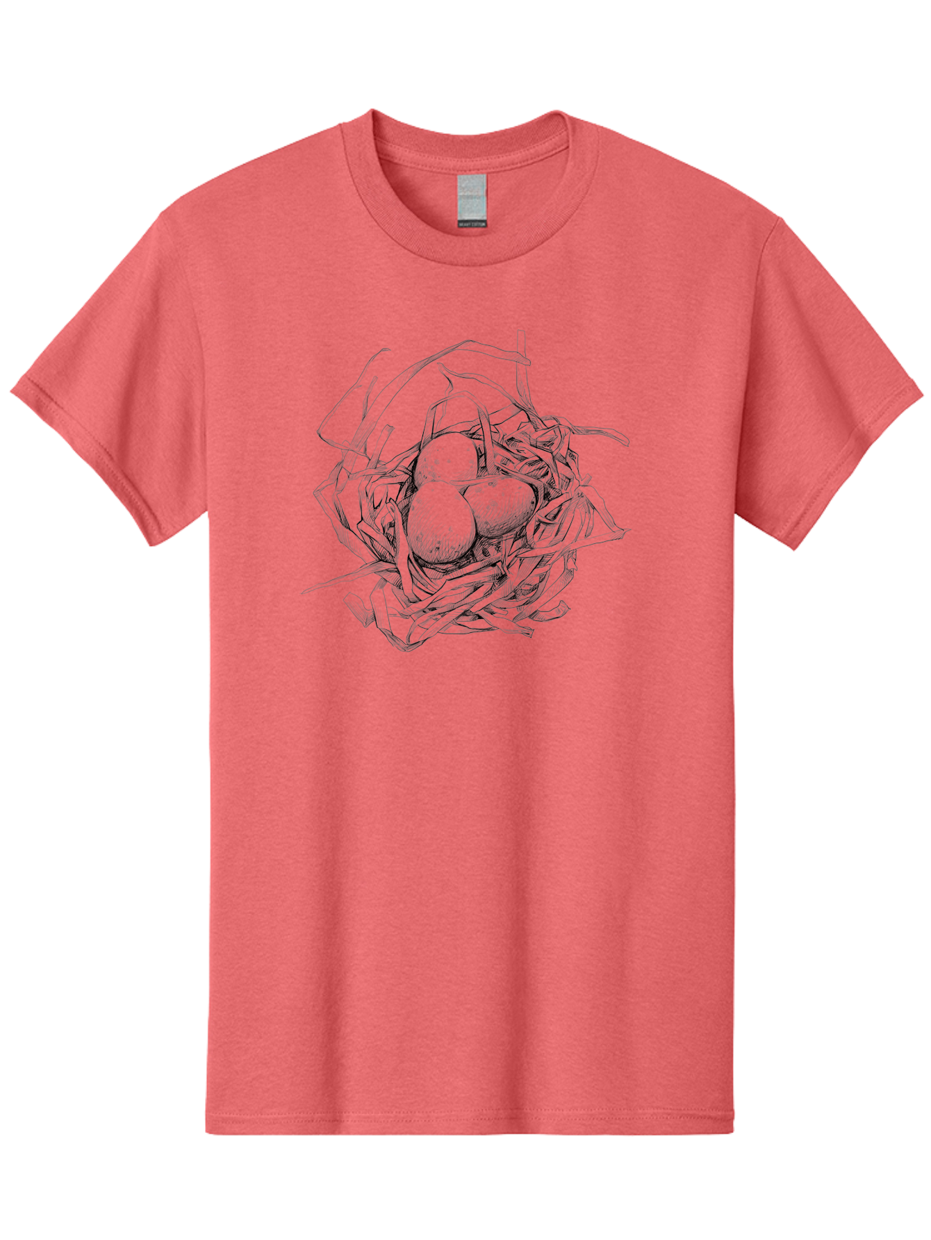 Bird-S-Nest Men'S Graphic Tee, 100% Cotton, Comfortable Casual Summer Wear, Machine Washable, Bird'S Nest, Eggs, Wildlife, Natural Habitat, Birdwatching, Nesting Season, Serene Atmosphere, Delicate Illustration Aac253
