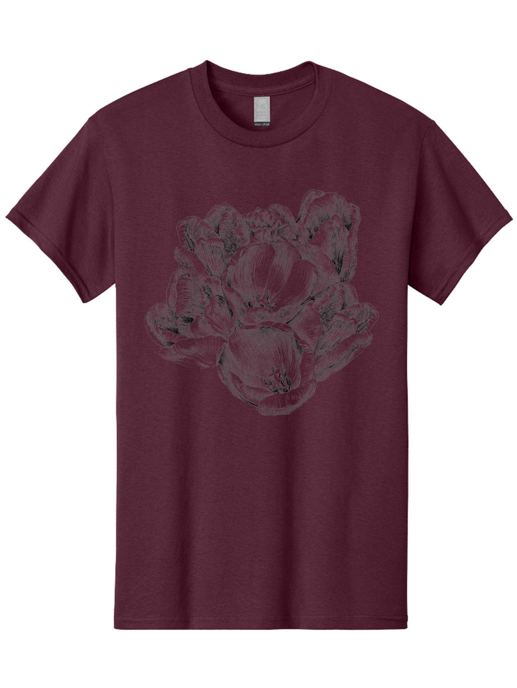 Peony-Flower Men'S Graphic Tee, 100% Cotton, Comfortable Casual Summer Wear, Machine Washable, Detailed Line Drawing, Floral Design, Lush Petals, Botanical Art, Elegant Flowers, Intricate Details, Sketch Style, Flower Illustration Aac261
