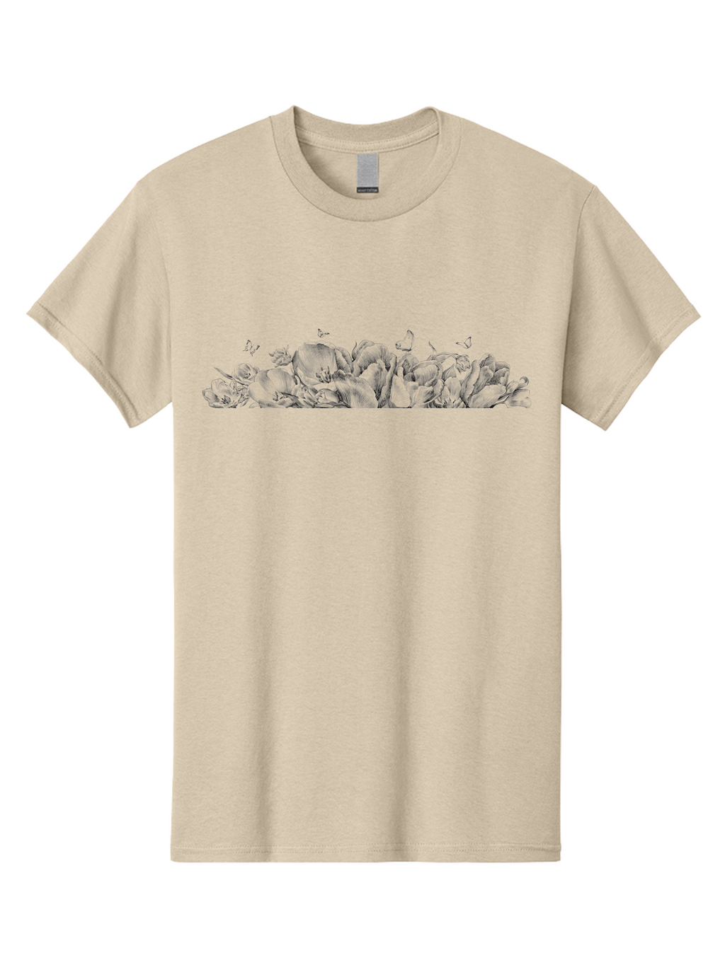 Roses-And-Butterflies Men'S Graphic Tee, 100% Cotton, Comfortable Casual Summer Wear, Machine Washable, Roses, Butterflies, Floral Arrangement, Elegant Flowers, Delicate Butterflies, Vintage Style, Romantic Ambiance, Floral Beauty, Aac273
