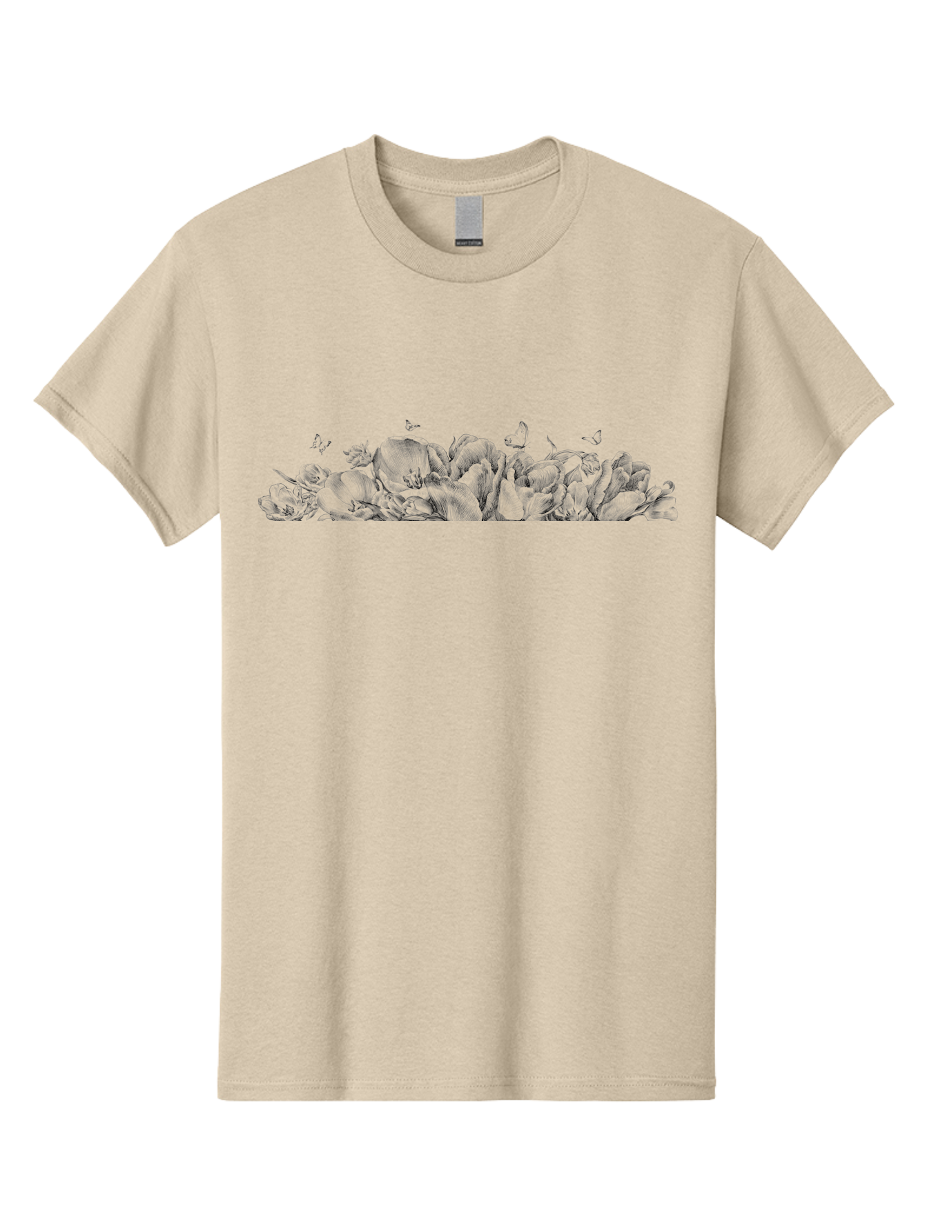 Roses-And-Butterflies Men'S Graphic Tee, 100% Cotton, Comfortable Casual Summer Wear, Machine Washable, Roses, Butterflies, Floral Arrangement, Elegant Flowers, Delicate Butterflies, Vintage Style, Romantic Ambiance, Floral Beauty, Aac273