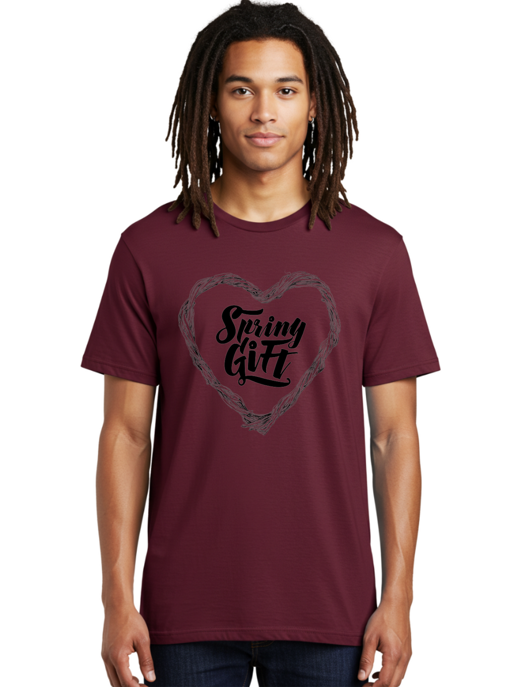 Spring-Gift-1 Men'S Graphic Tee, 100% Cotton, Comfortable Casual Summer Wear, Machine Washable, Handwritten Script, Spring Gift, Heart Shaped Frame, Natural Elements, Seasonal Symbolism, Gift Giving Ideas, Floral Inspiration, Aac274
