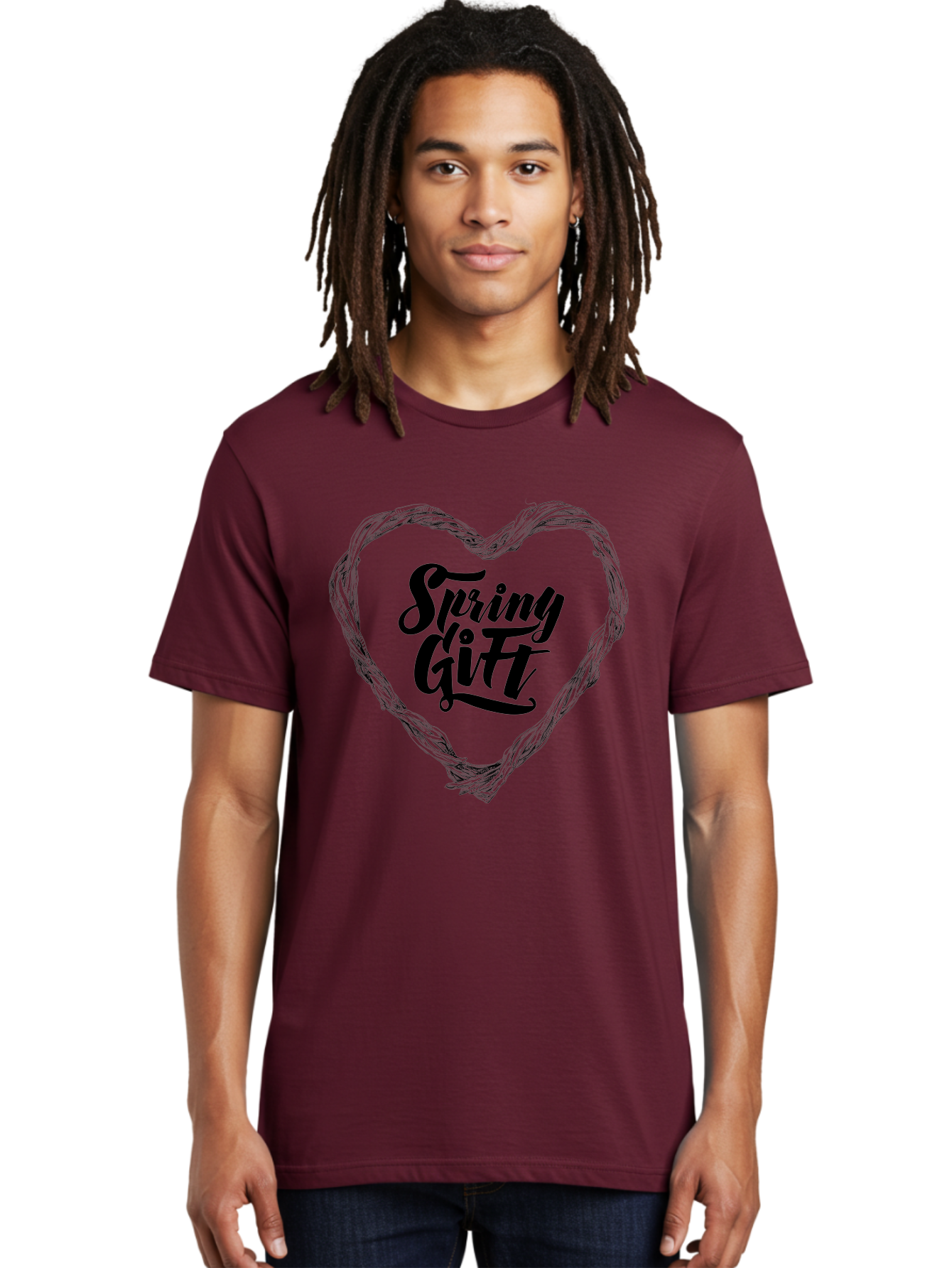 Spring-Gift-1 Men'S Graphic Tee, 100% Cotton, Comfortable Casual Summer Wear, Machine Washable, Handwritten Script, Spring Gift, Heart Shaped Frame, Natural Elements, Seasonal Symbolism, Gift Giving Ideas, Floral Inspiration, Aac274