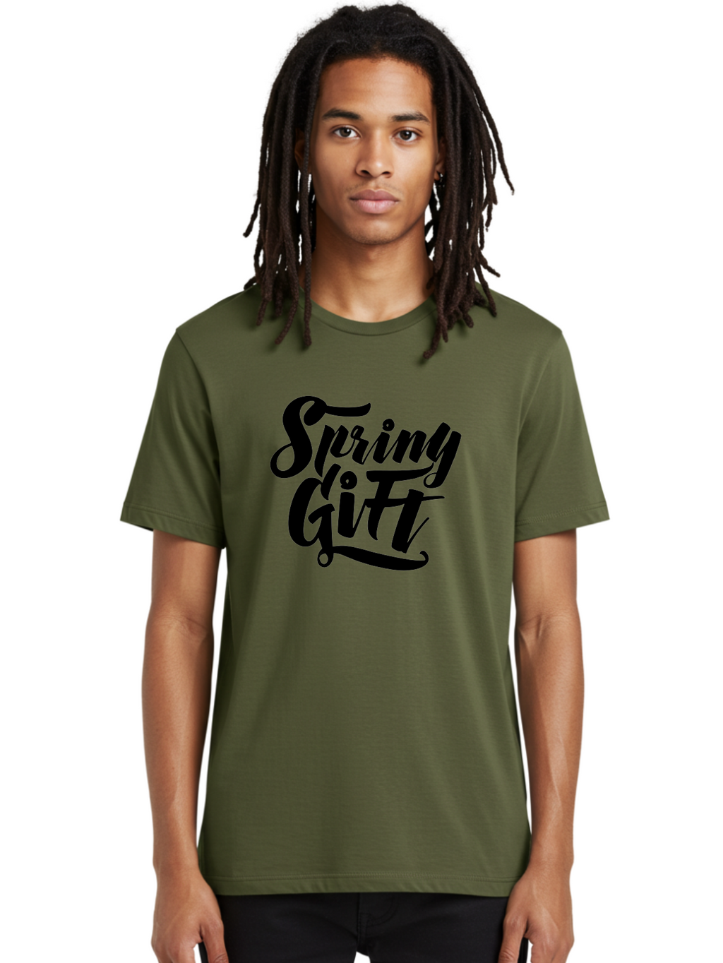 Spring-Gift Men'S Graphic Tee, 100% Cotton, Comfortable Casual Summer Wear, Machine Washable, Spring Gift, Spring Season, Gift Ideas, Spring Inspiration, Calligraphy Text, Stylized Font, Elegant Design, Seasonal Greetings, Spring Vibes Aac275