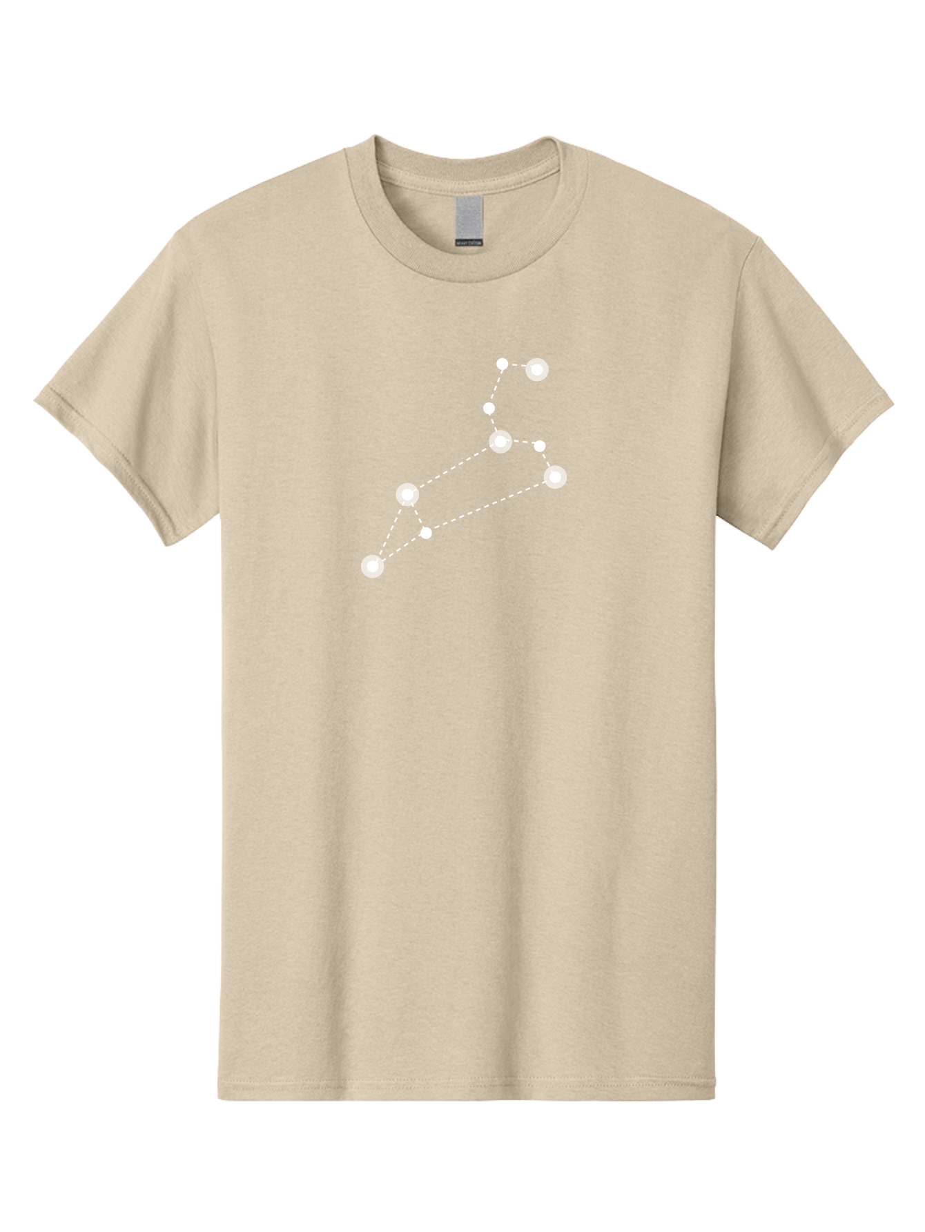 Big-Dipper Men'S Graphic Tee, 100% Cotton, Comfortable Casual Summer Wear, Machine Washable, Constellation Pattern, Big Dipper Stars, Astronomy Symbol, Glowing Constellation, Dotted Lines Connecting Stars, White Stars On Green, Aac278