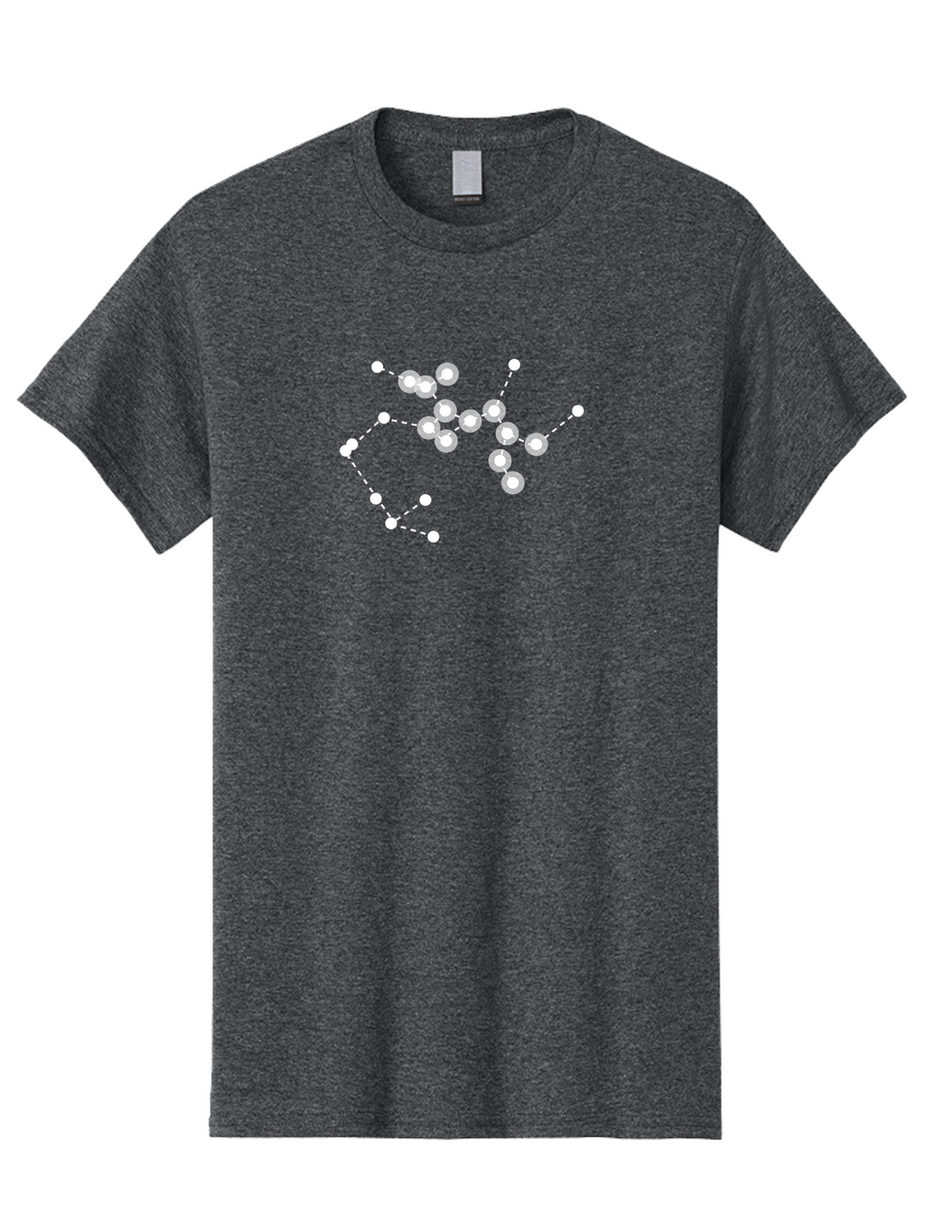 Cancer-Constellation Men'S Graphic Tee, 100% Cotton, Comfortable Casual Summer Wear, Machine Washable, Constellation Of Stars, Starry Night Sky, White Dots Connected By Dashed Lines, Astronomical Pattern, Simple Graphics, Minimalist Design, Aac279