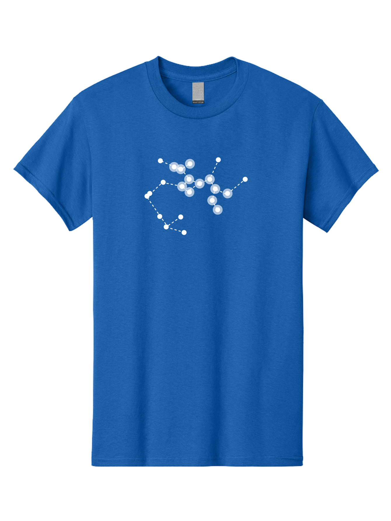 Cancer-Constellation Men'S Graphic Tee, 100% Cotton, Comfortable Casual Summer Wear, Machine Washable, Constellation Of Stars, Starry Night Sky, White Dots Connected By Dashed Lines, Astronomical Pattern, Simple Graphics, Minimalist Design, Aac279