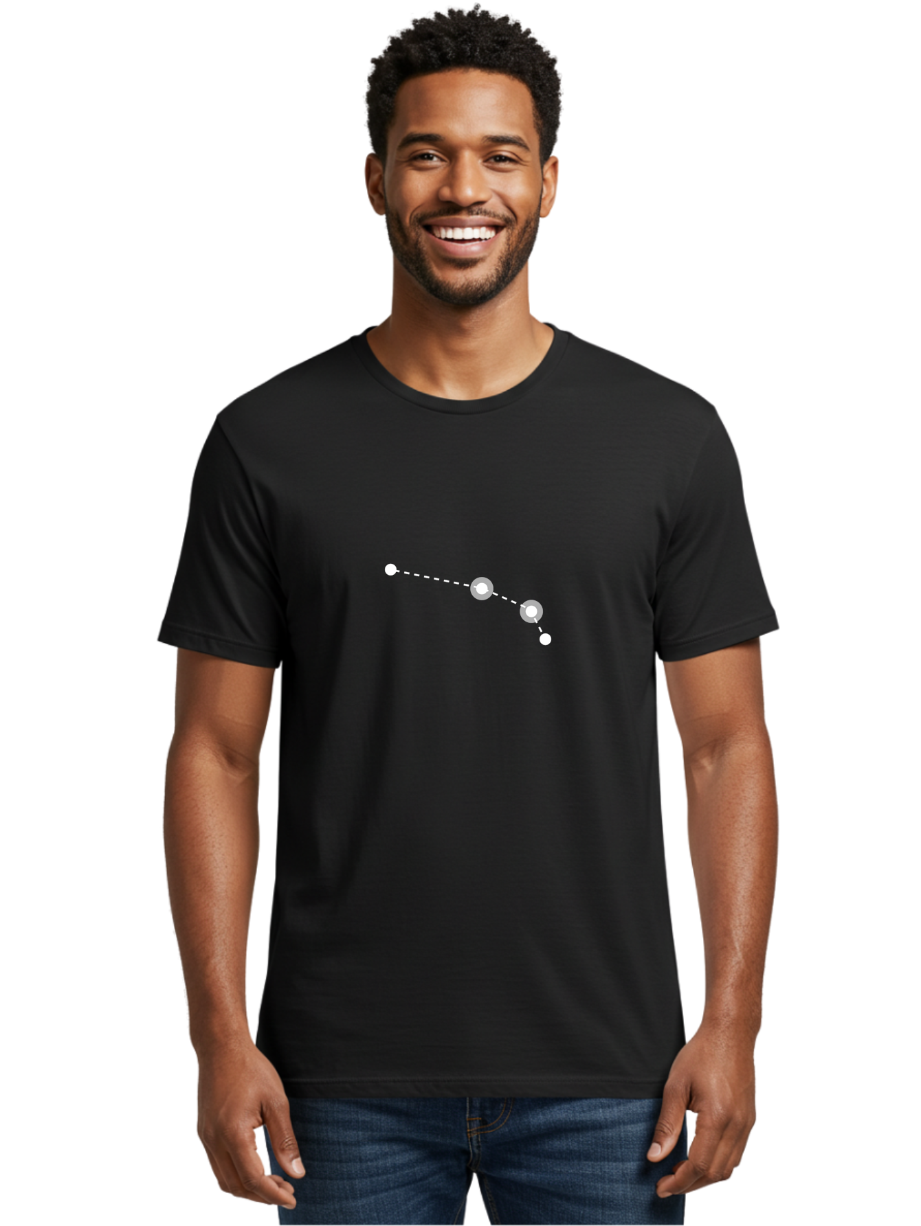 Constellation-1 Men'S Graphic Tee, 100% Cotton, Comfortable Casual Summer Wear, Machine Washable, Constellation Pattern, Glowing Stars, Dotted Line, Celestial Navigation, Astronomy Graphic, White Stars, Simple Design, Modern Illustration Aac280