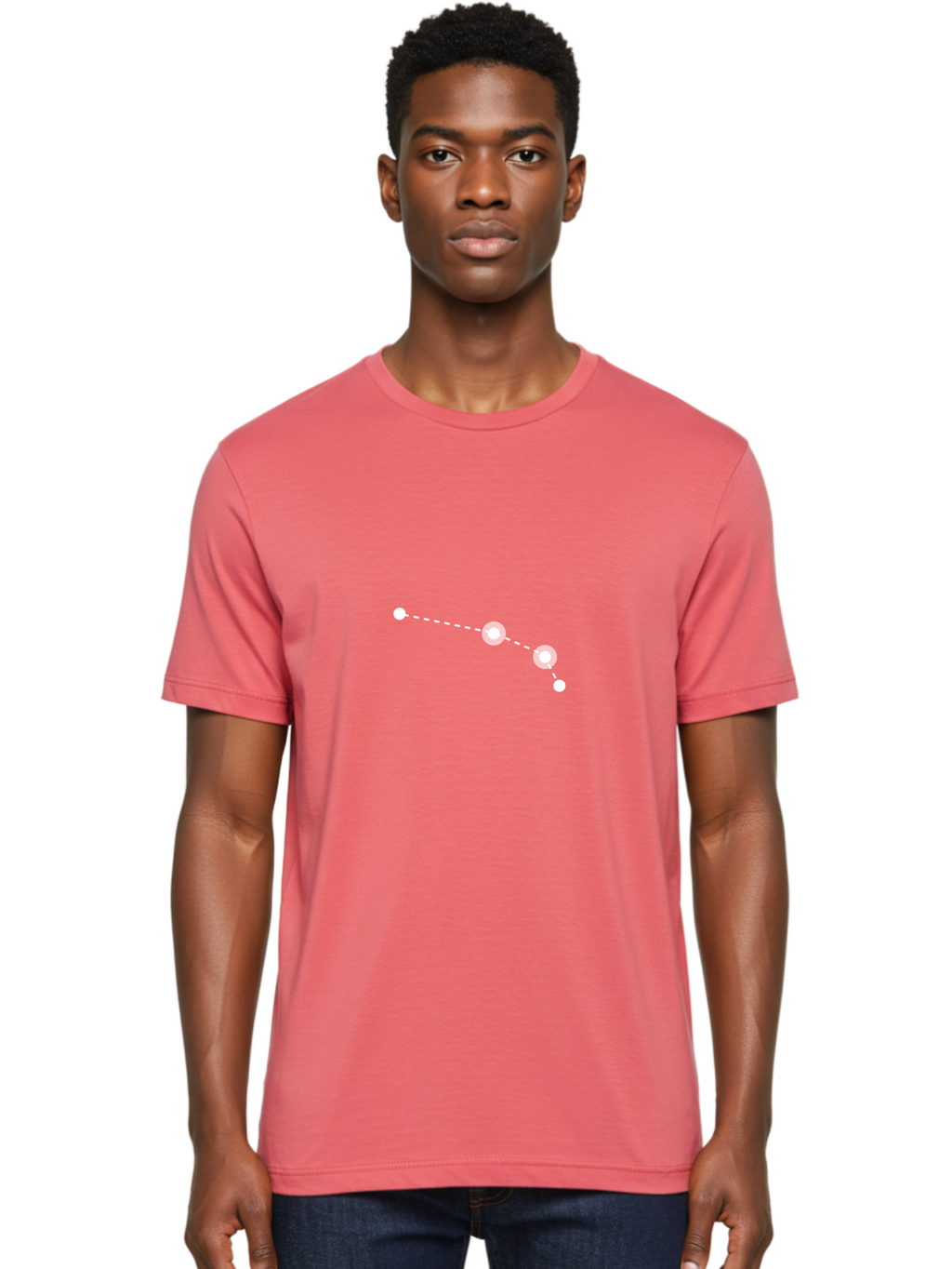 Constellation-1 Men'S Graphic Tee, 100% Cotton, Comfortable Casual Summer Wear, Machine Washable, Constellation Pattern, Glowing Stars, Dotted Line, Celestial Navigation, Astronomy Graphic, White Stars, Simple Design, Modern Illustration Aac280