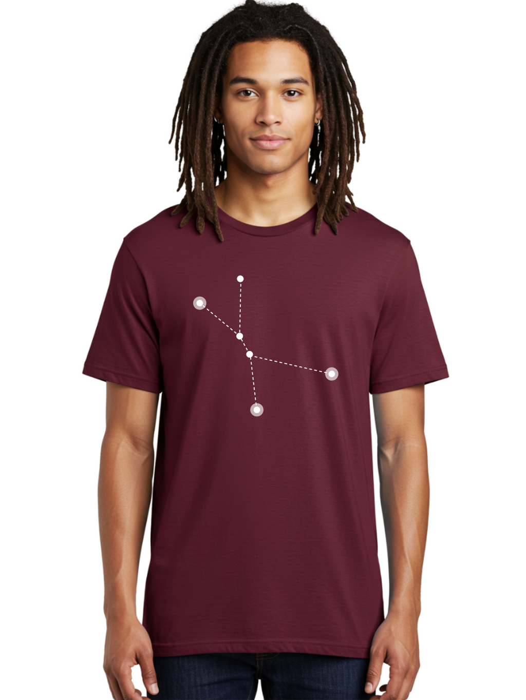 Constellation-2 Men'S Graphic Tee, 100% Cotton, Comfortable Casual Summer Wear, Machine Washable, Constellation Pattern, Five-Pointed Star, Dotted Lines, White Dots, Glowing Effect, Minimalist Design, Simple Graphics, Abstract Representation, Aac281