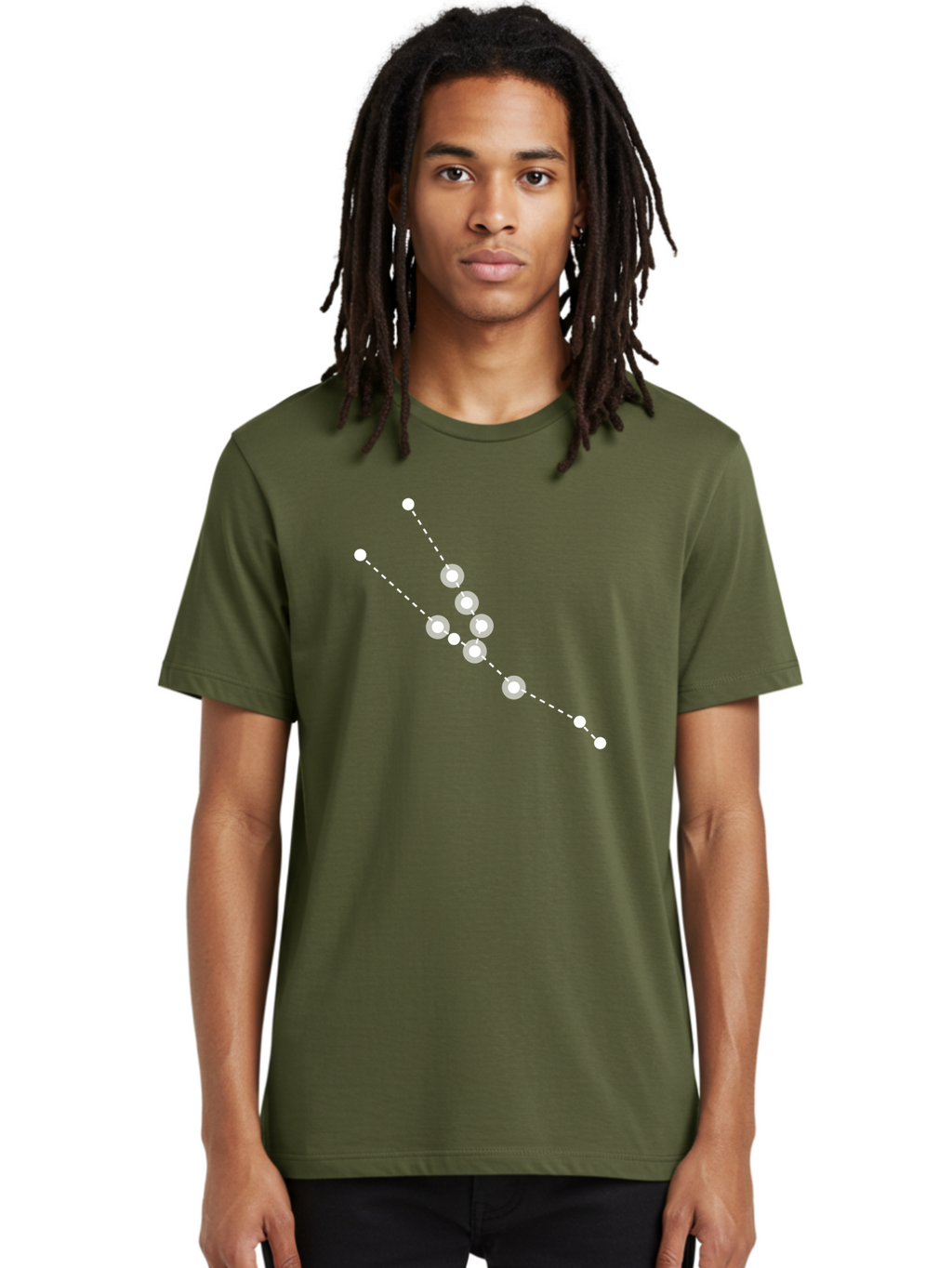Constellation-5 Men'S Graphic Tee, 100% Cotton, Comfortable Casual Summer Wear, Machine Washable, Dotted Lines, White Dots, Constellation Pattern, Astronomical Illustration, Celestial Navigation, Night Sky Scenery, Stars Aligned Aac284