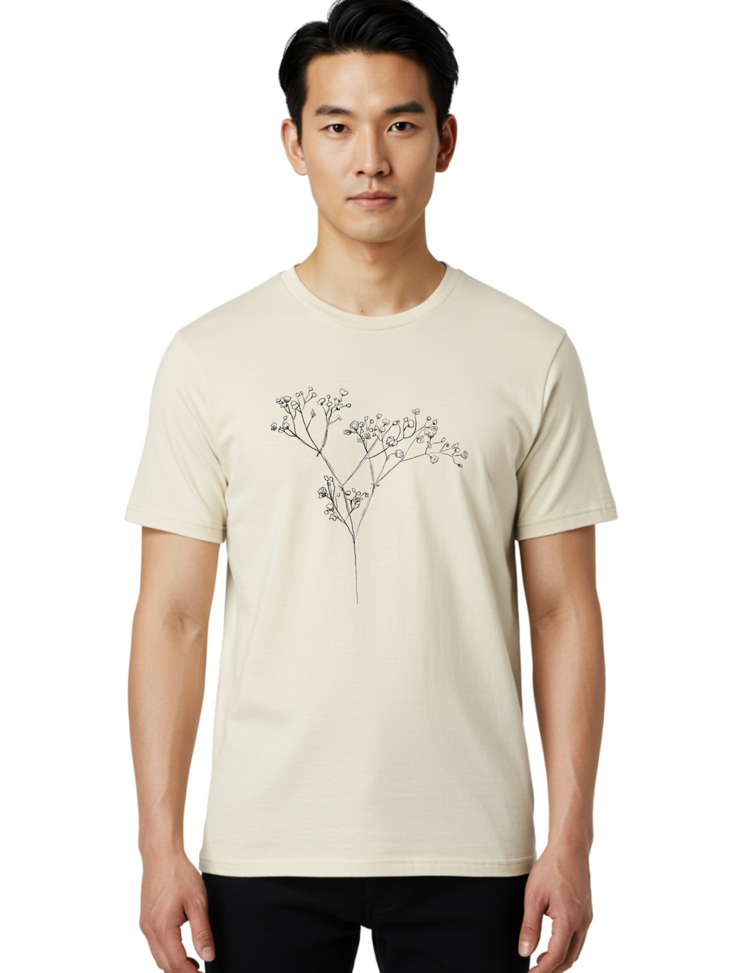 Baby-S-Breath Men'S Graphic Tee, 100% Cotton, Comfortable Casual Summer Wear, Machine Washable, Gypsophila Flowers, Delicate Flowers, Baby'S Breath, Floral Arrangements, Wedding Decor, Minimalist Design, Simple Elegance, Floral Beauty Aac291