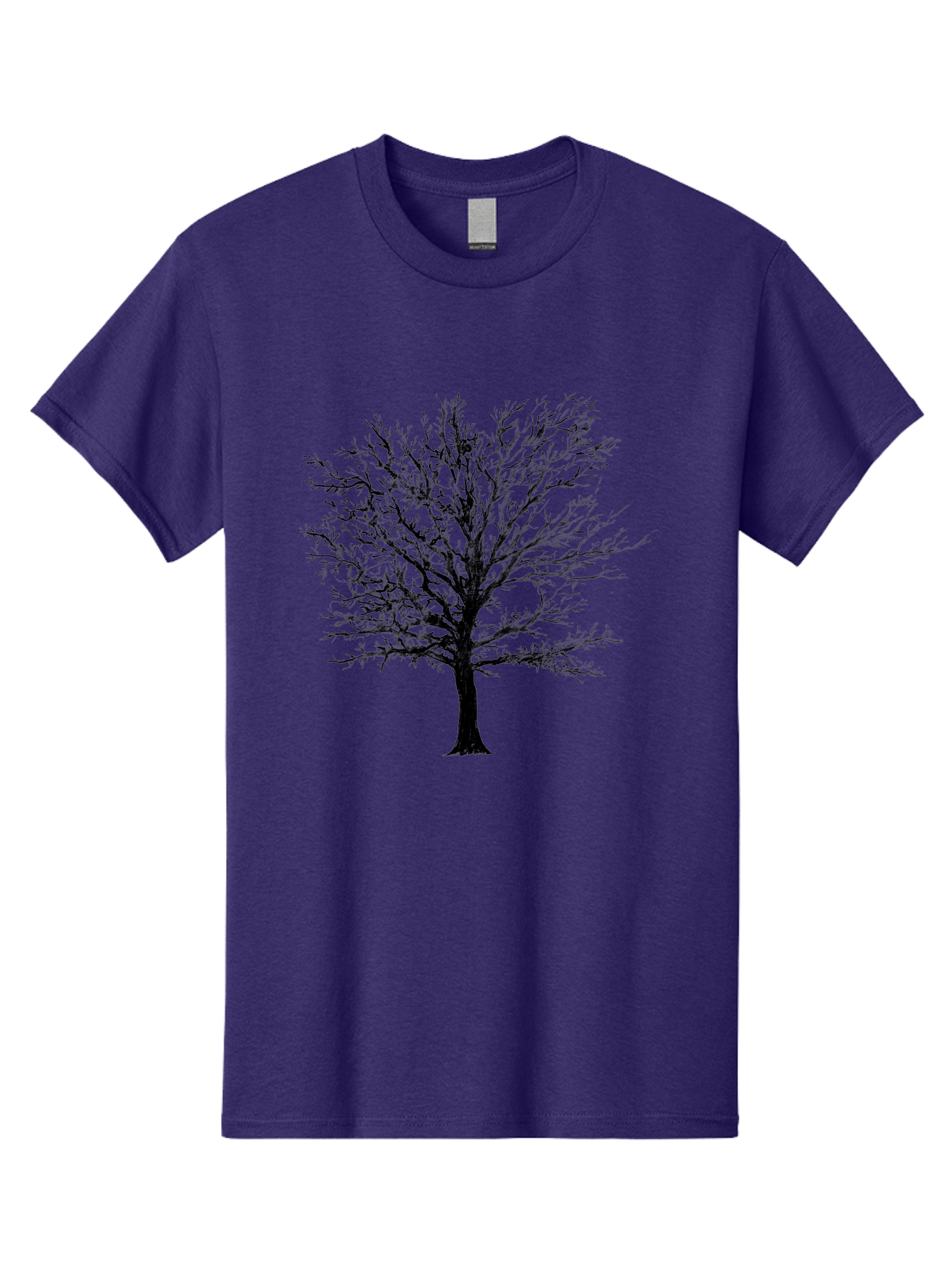 Black-Tree-Silhouette Men'S Graphic Tee, 100% Cotton, Comfortable Casual Summer Wear, Machine Washable, Bare Tree Silhouette, Winter Landscape, Barren Branches, Tree Without Leaves, Minimalist Design, Monochrome Tree, Natural Simplicity Aac295