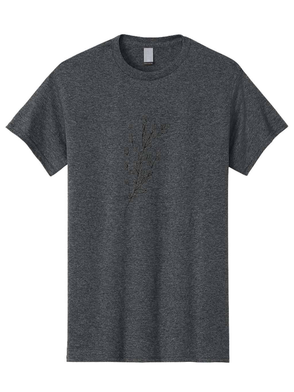 Budding-Branch Men'S Graphic Tee, 100% Cotton, Comfortable Casual Summer Wear, Machine Washable, Minimalist Flower Illustration, Simple Line Art, Botanical Design, Floral Elements, Delicate Stems, Leaves And Buds, Modern Botanical Art Aac296