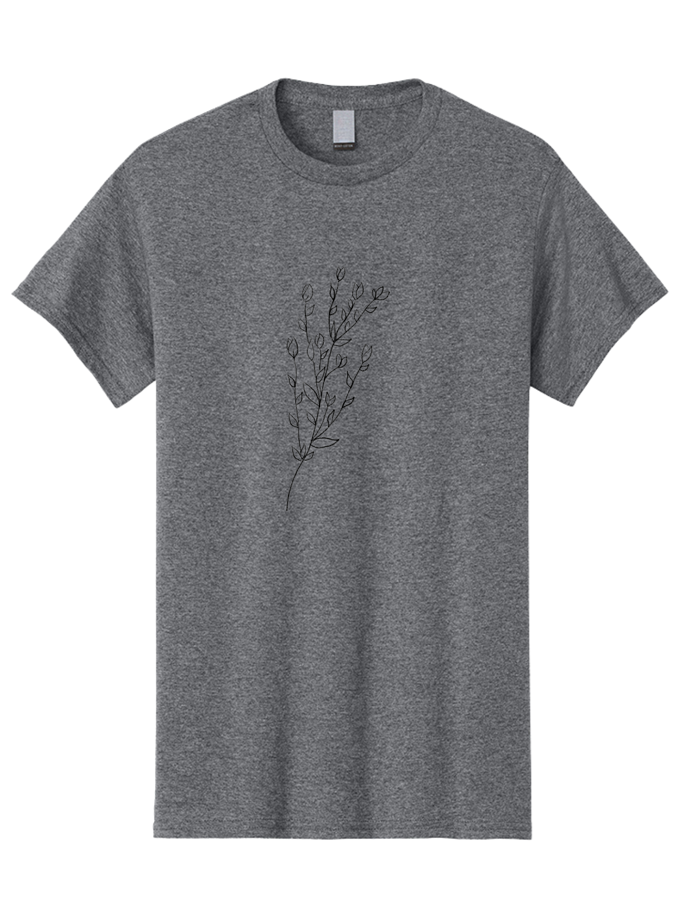 Budding-Branch Men'S Graphic Tee, 100% Cotton, Comfortable Casual Summer Wear, Machine Washable, Minimalist Flower Illustration, Simple Line Art, Botanical Design, Floral Elements, Delicate Stems, Leaves And Buds, Modern Botanical Art Aac296