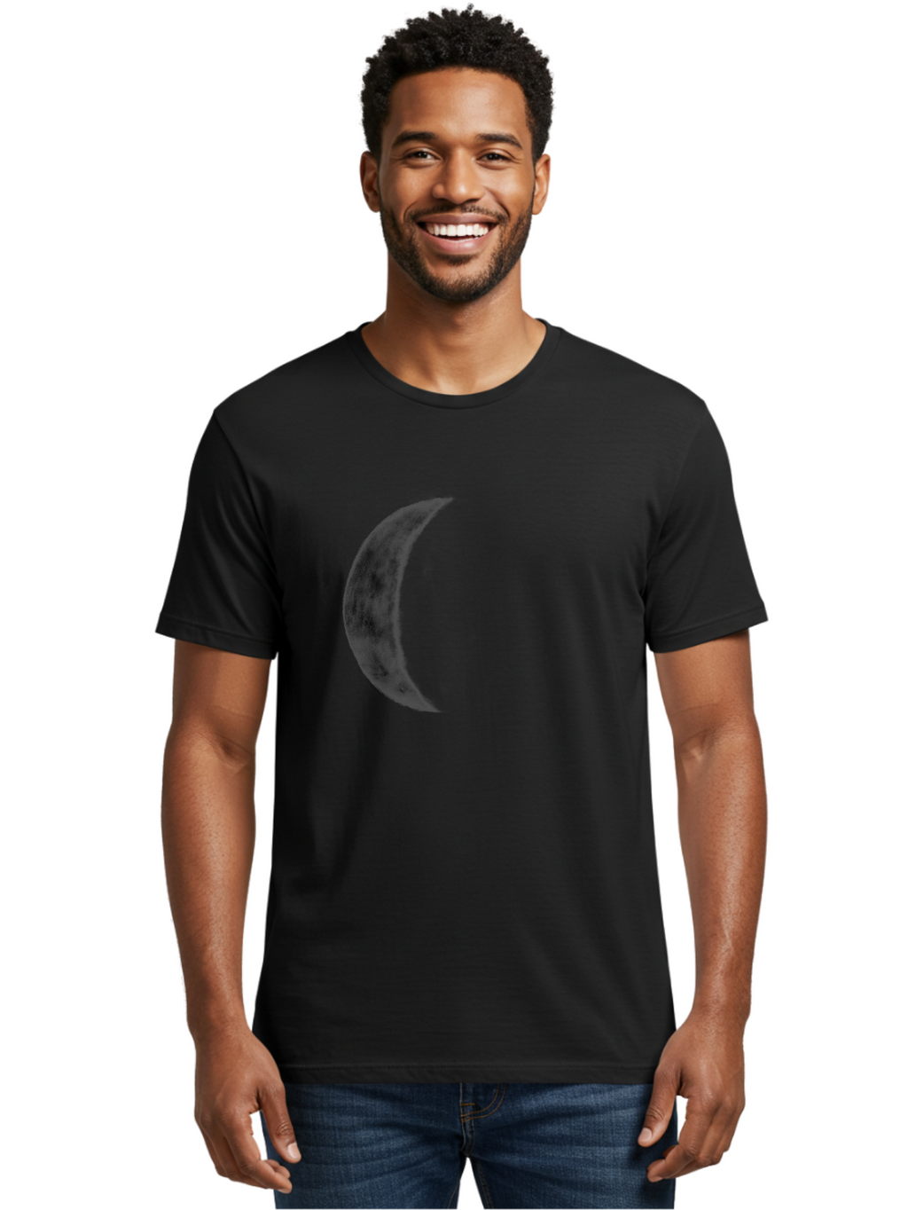 Crescent-Moon Men'S Graphic Tee, 100% Cotton, Comfortable Casual Summer Wear, Machine Washable, Crescent Moon, Lunar Phase, Moon Shape, Dark Moon, Night Sky, Celestial Body, Astronomy, Moonlight Aac298