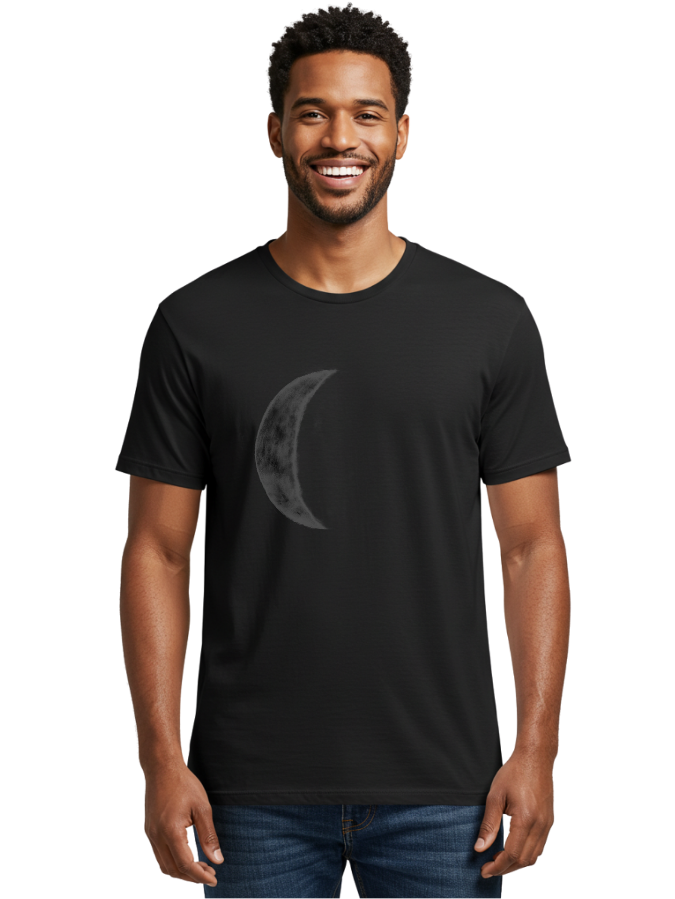 Crescent-Moon Men'S Graphic Tee, 100% Cotton, Comfortable Casual Summer Wear, Machine Washable, Crescent Moon, Lunar Phase, Moon Shape, Dark Moon, Night Sky, Celestial Body, Astronomy, Moonlight Aac298