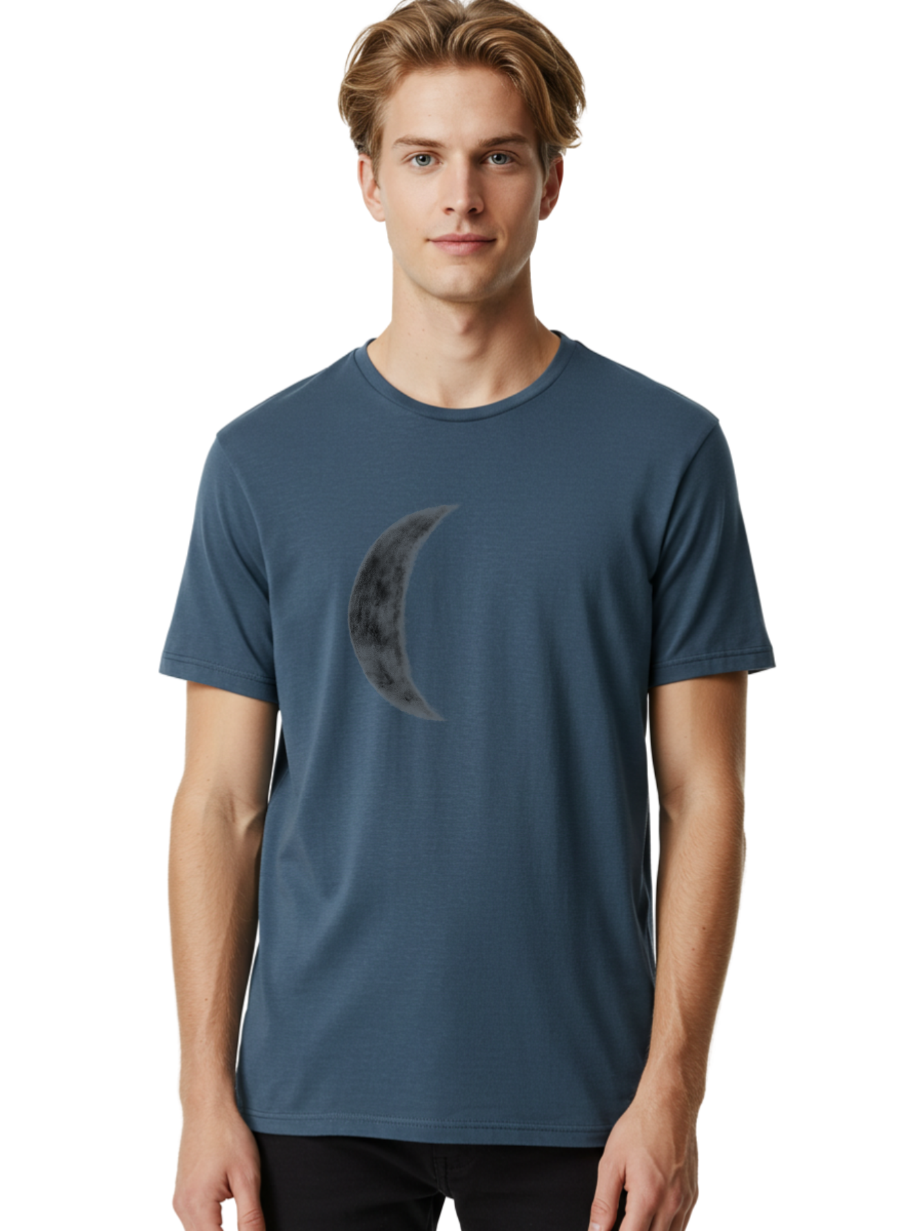 Crescent-Moon Men'S Graphic Tee, 100% Cotton, Comfortable Casual Summer Wear, Machine Washable, Crescent Moon, Lunar Phase, Moon Shape, Dark Moon, Night Sky, Celestial Body, Astronomy, Moonlight Aac298