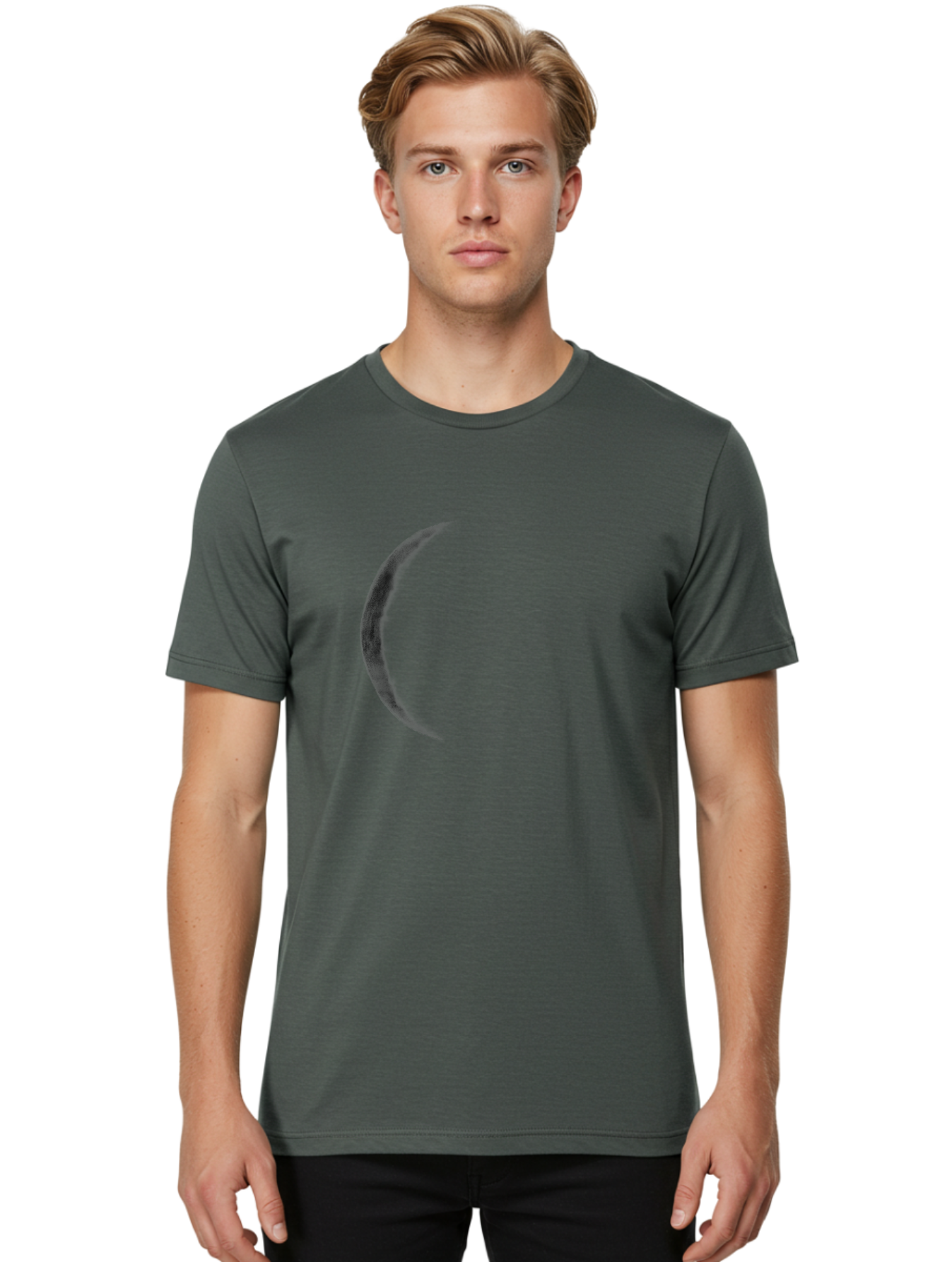 Crescent-Shape Men'S Graphic Tee, 100% Cotton, Comfortable Casual Summer Wear, Machine Washable, Lunar Eclipse, Crescent Moon, Night Sky, Astronomy, Celestial Body, Moon Phase, Space Aac299