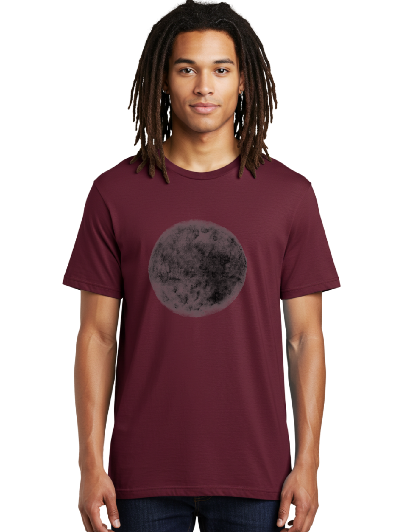 Dark-Green-Circle Men'S Graphic Tee, 100% Cotton, Comfortable Casual Summer Wear, Machine Washable, Dark Green Textured Circle, Mysterious Design, Abstract Pattern, Celestial Body, Textured Surface, Mysterious Atmosphere Aac301