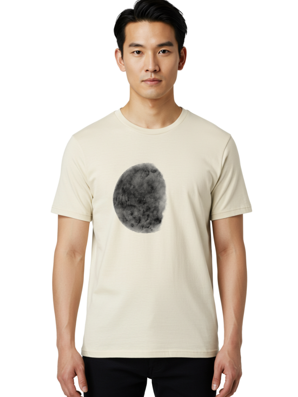 Dark-Orb Men'S Graphic Tee, 100% Cotton, Comfortable Casual Summer Wear, Machine Washable, Dark Green Sphere, Textured Surface, Mysterious Object, Abstract Design, Unique Visual Effect, 3D Rendering, Spherical Shape, Digital Art, Aac302