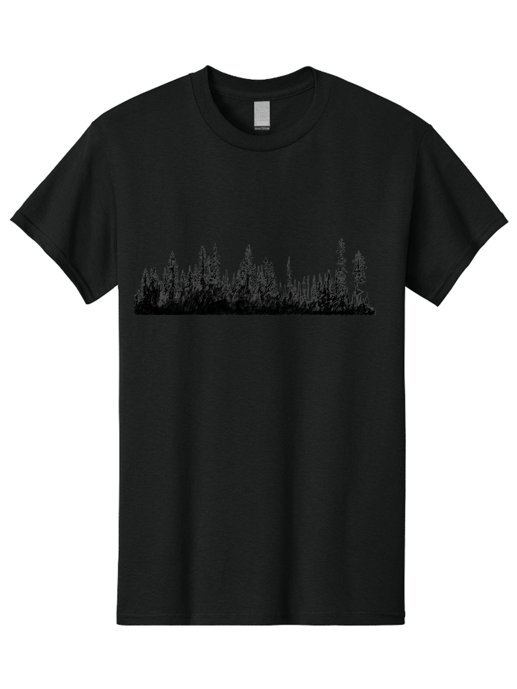 Evergreen-Silhouettes Men'S Graphic Tee, 100% Cotton, Comfortable Casual Summer Wear, Machine Washable, Silhouetted Trees, Evergreen Forest, Pine Tree Landscape, Dark Foliage, Mysterious Ambiance, Scenic Edge, Nature Illustration, Forest Scene Aac305