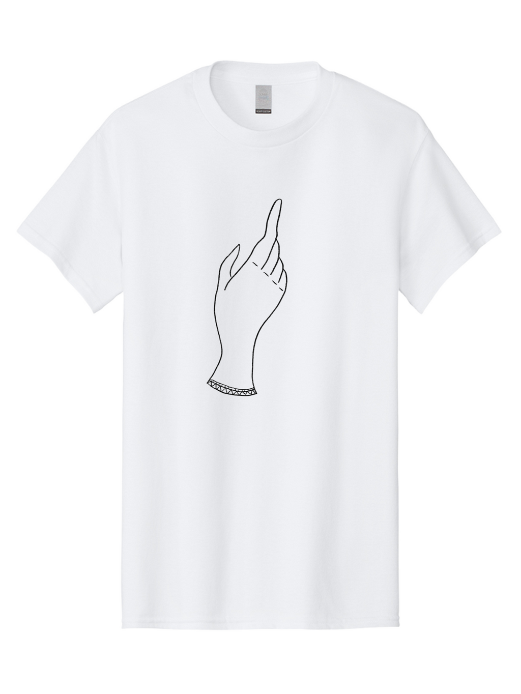 Hand-With-Index-Finger-Raised Men'S Graphic Tee, 100% Cotton, Comfortable Casual Summer Wear, Machine Washable, Hand Gesture, Pointing Finger, Minimalist Design, Simple Illustration, Gesture Art, Symbolic Hand, Modern Graphics, Aac322