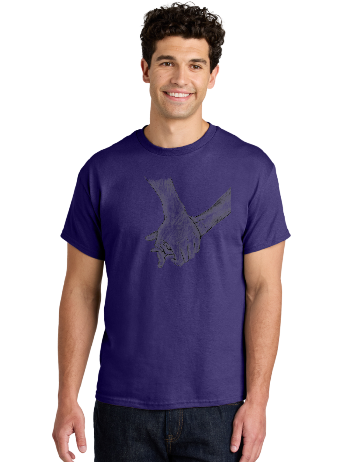 Hands-Holding Men'S Graphic Tee, 100% Cotton, Comfortable Casual Summer Wear, Machine Washable, Hands Holding, Help And Support, Holding Hands, Love And Care, Unity, Togetherness, Connection, Friendship Aac325